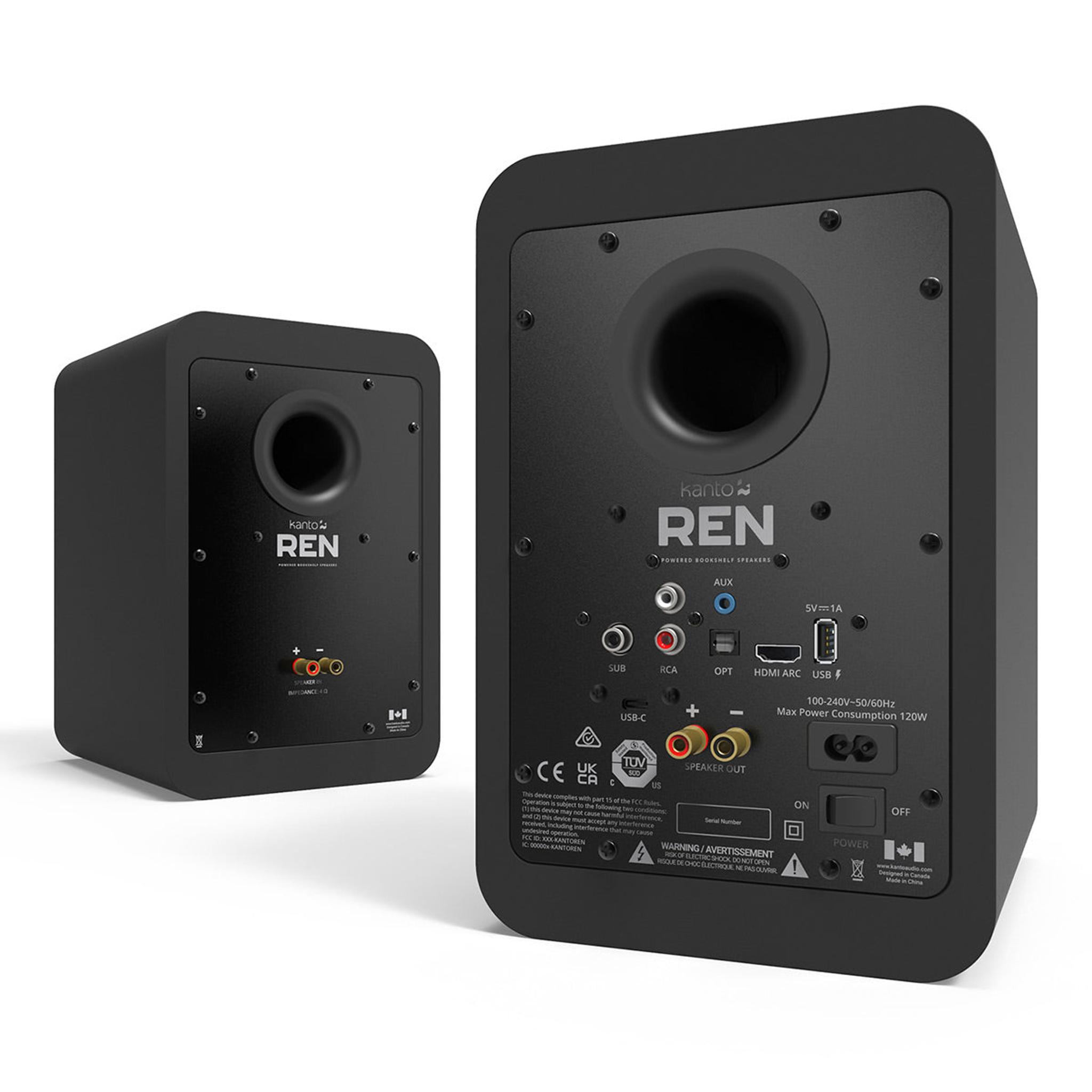 Kanto REN Powered Bluetooth Bookshelf Speakers - Pair (Matte Black) thumbnail 4