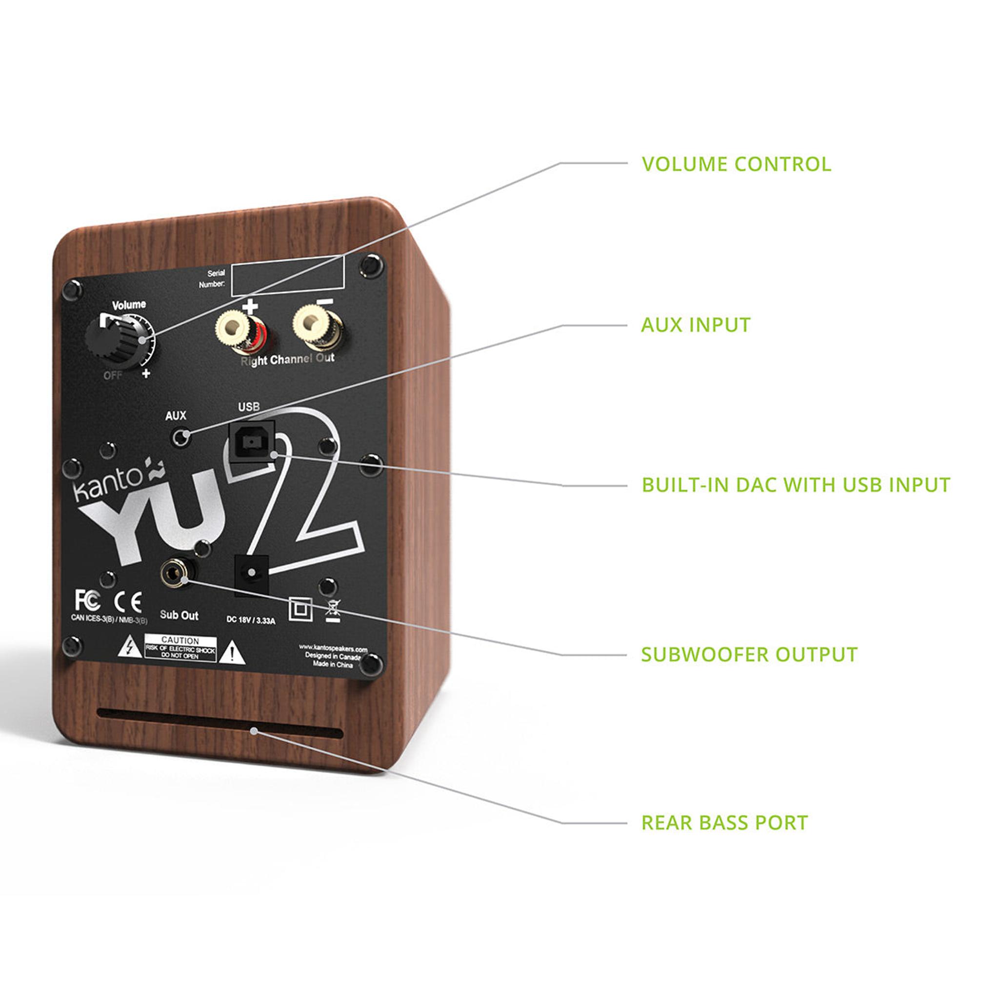 Kanto YU2 Powered Desktop Speakers - Pair (Walnut) thumbnail 4