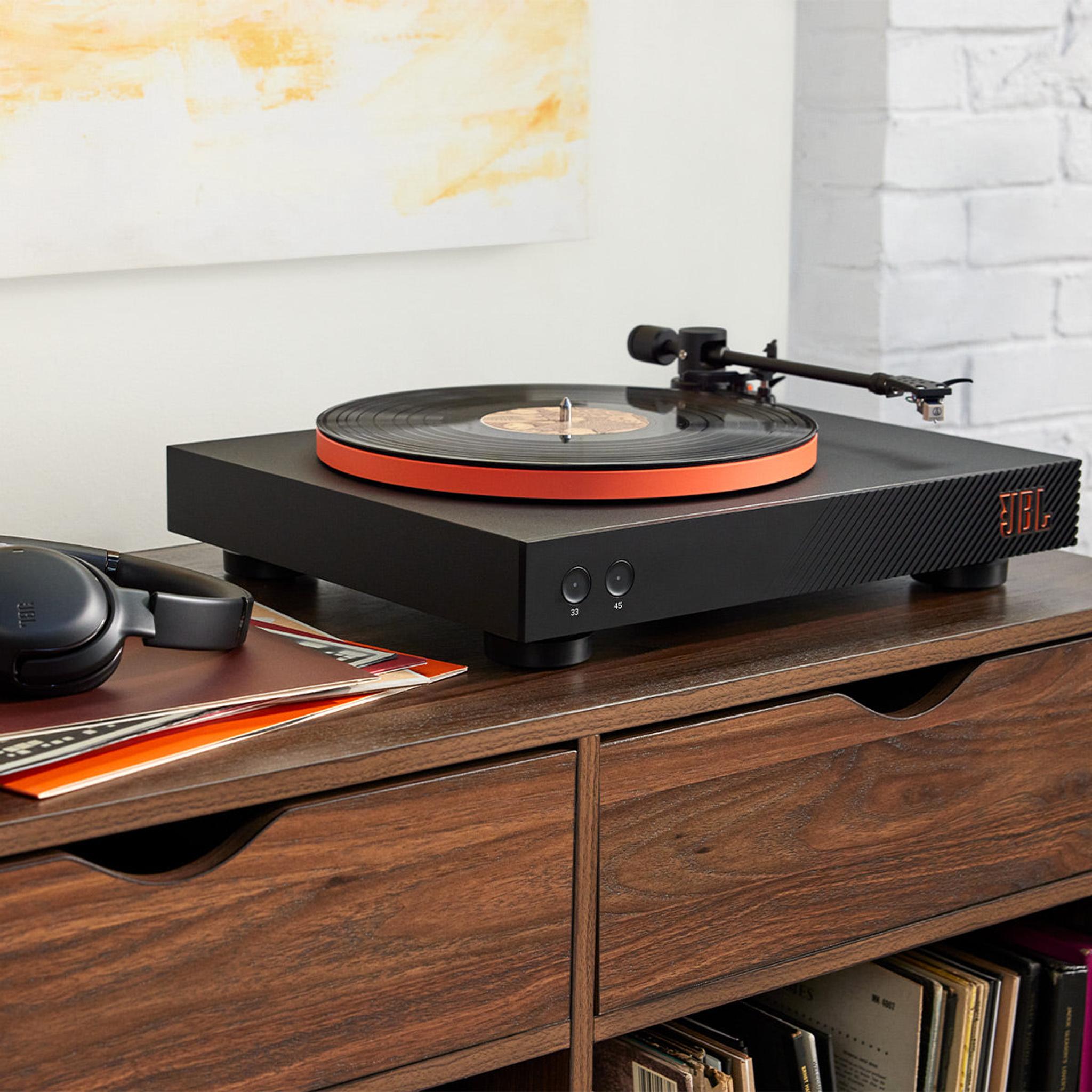 JBL Spinner BT Semi-Automatic Belt-Drive Turntable with Bluetooth 5.3 and Installed Audio Technica Cartridge (Black & Orange) thumbnail 3