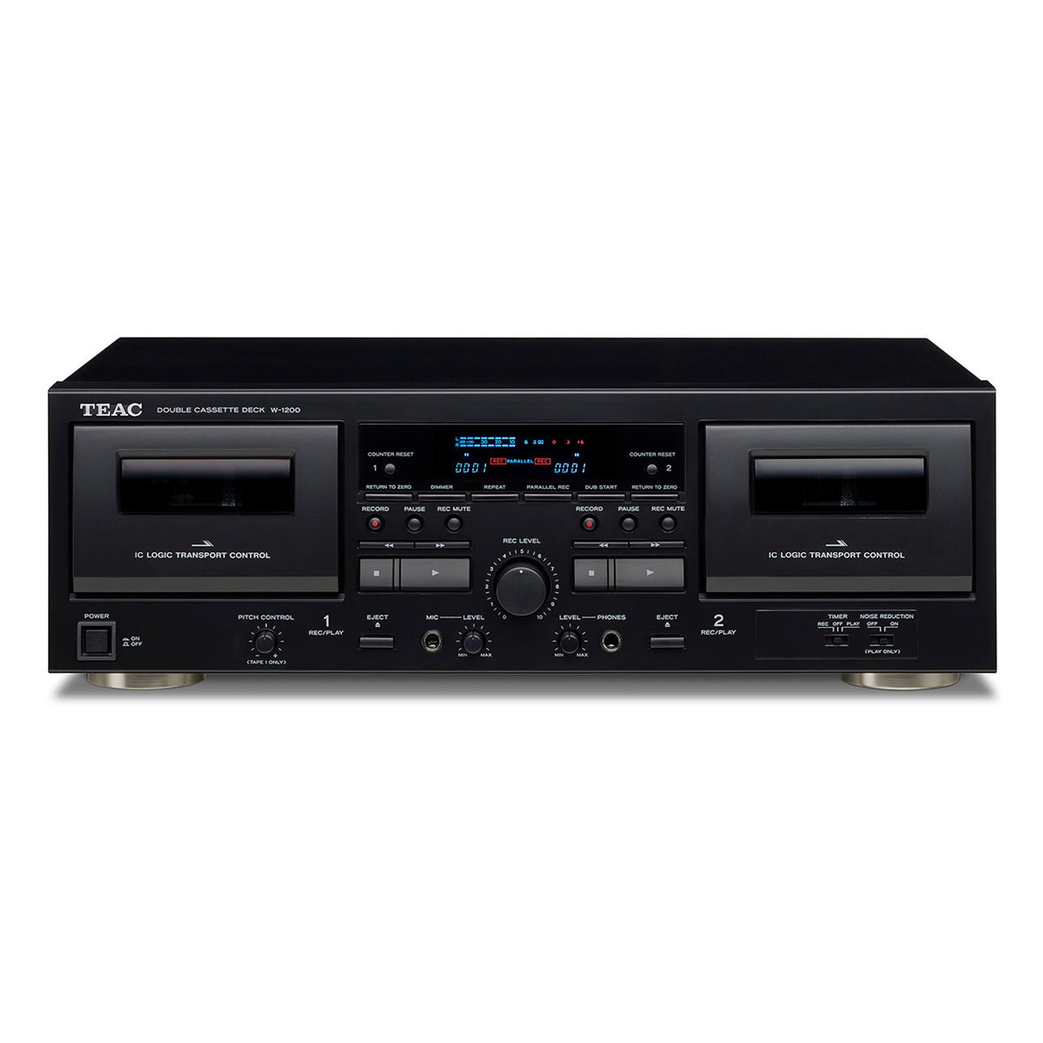 TEAC W-1200 Dual Cassette Player Recorder with Pitch Control Mic Input & USB Out (Black) - Image 1