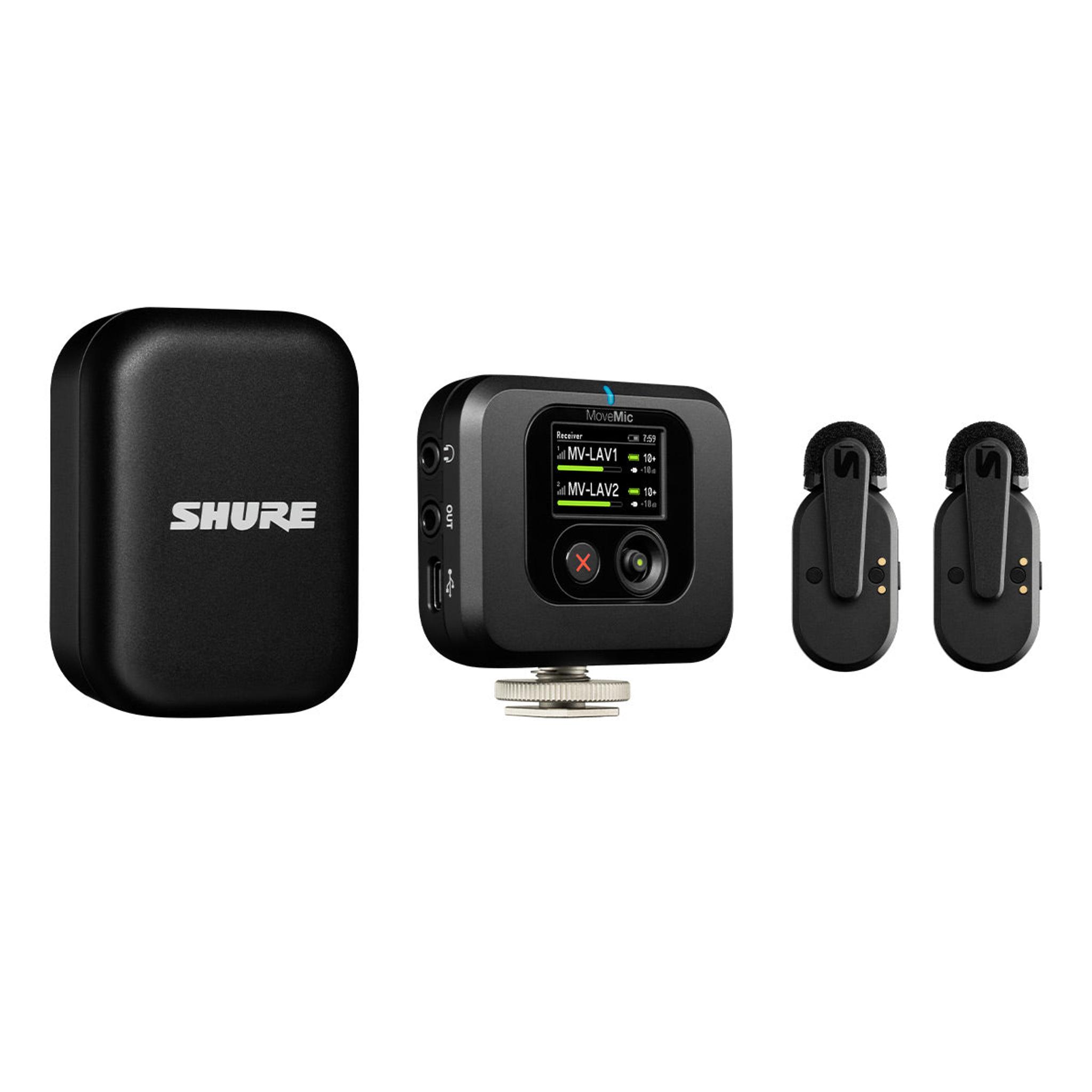 Shure MoveMic Two Receiver Kit with 2 Direct to Phone Wireless Lavalier Microphones & Receiver - Image 1