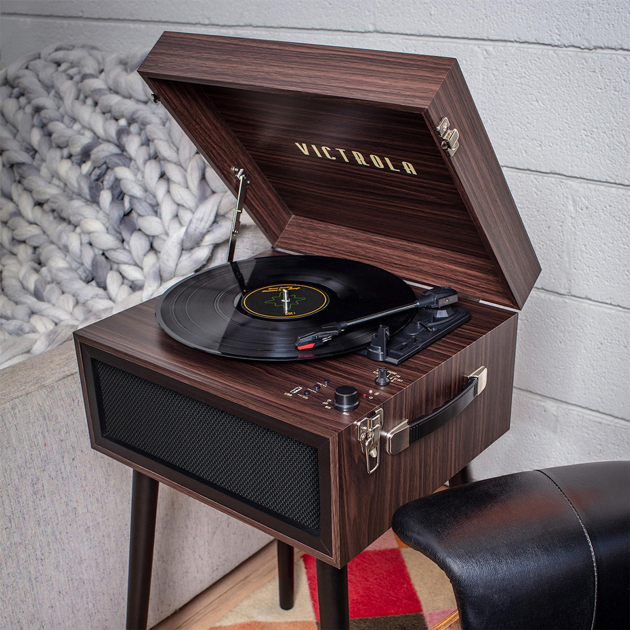Victrola Liberty Bluetooth Record Player Stand with 3-Speed Turntable (Espresso) thumbnail 7