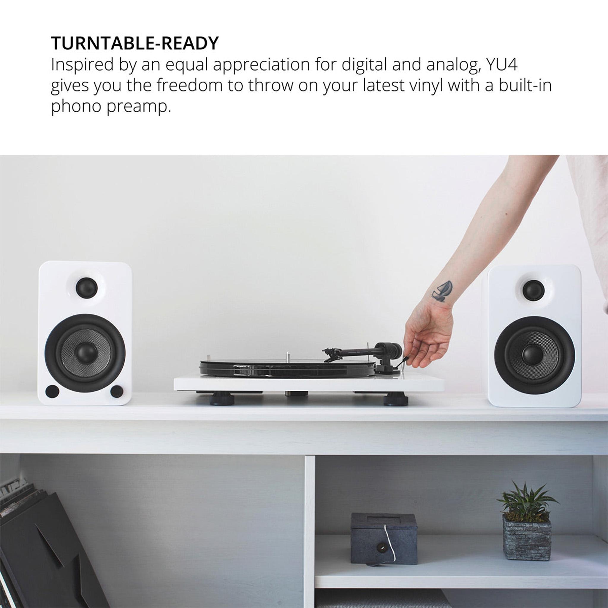 Kanto YU4 Powered Bookshelf Speakers with Built-In Bluetooth - Pair (Matte White) thumbnail 6