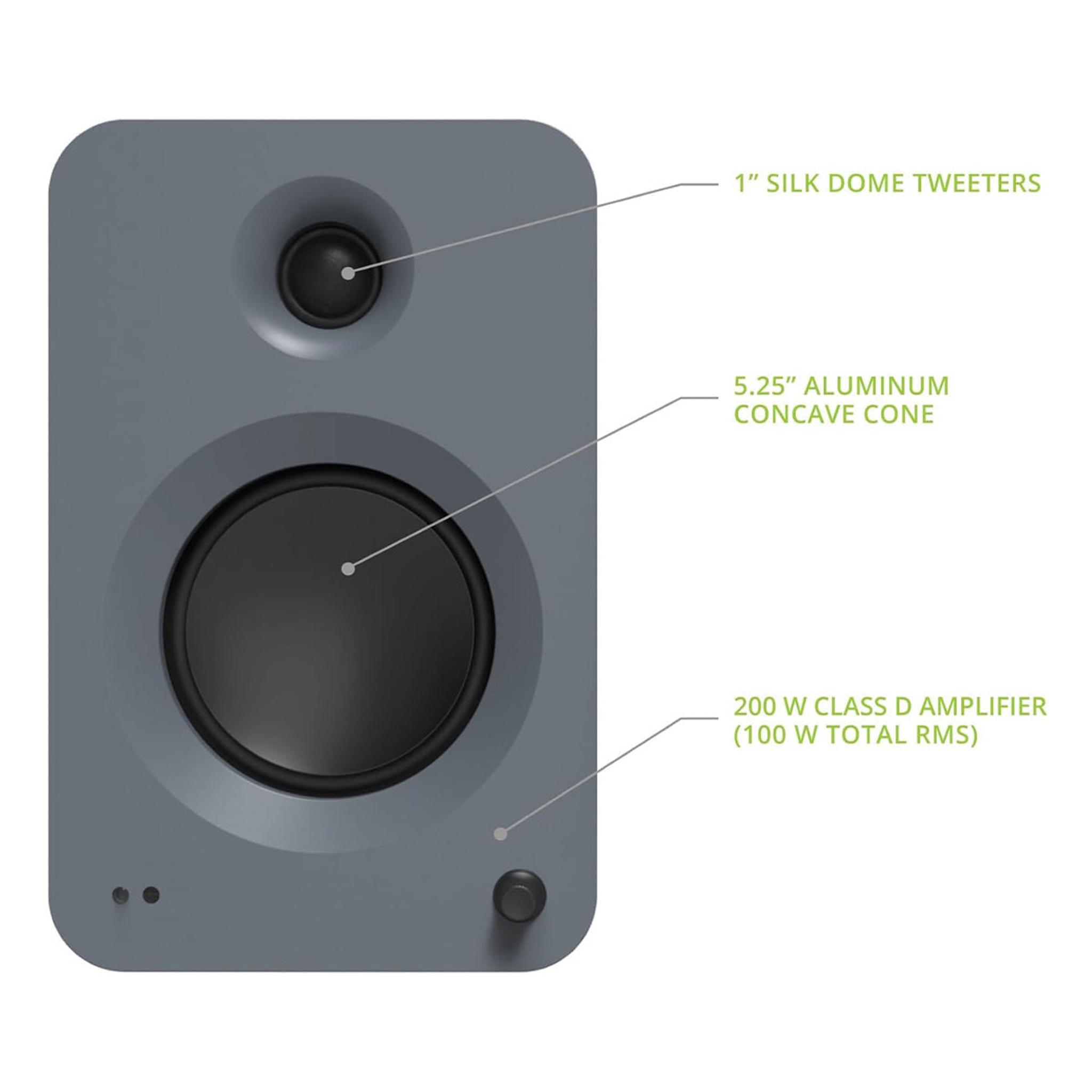 Kanto REN Powered Bluetooth Bookshelf Speakers - Pair (Matte Grey) thumbnail 3