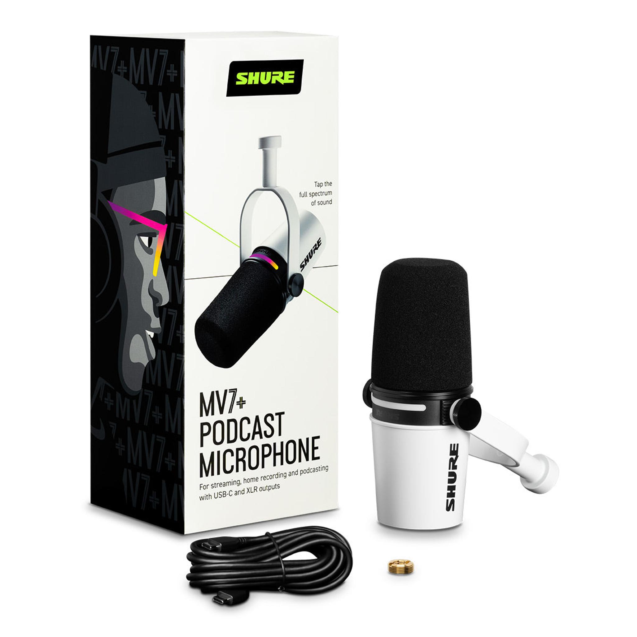 Shure MV7+ Hybrid Output USB-C & XLR Podcast Microphone (White) thumbnail 11