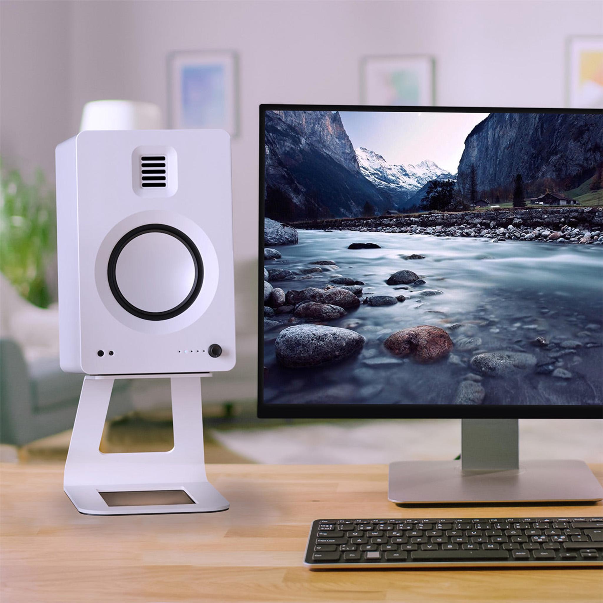 Kanto TUK Premium Powered Speakers with SE6 Elevated Desktop Speaker Stands (White) thumbnail 5
