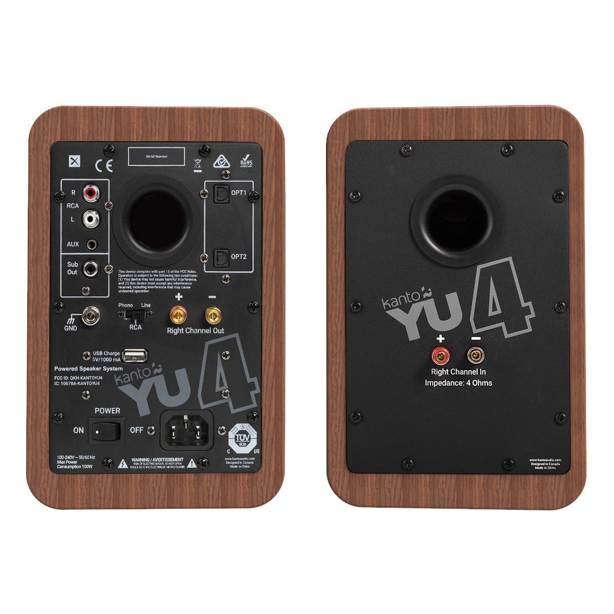 Kanto YU4 Powered Bookshelf Speakers with Built-In Bluetooth - Pair (Walnut) thumbnail 9