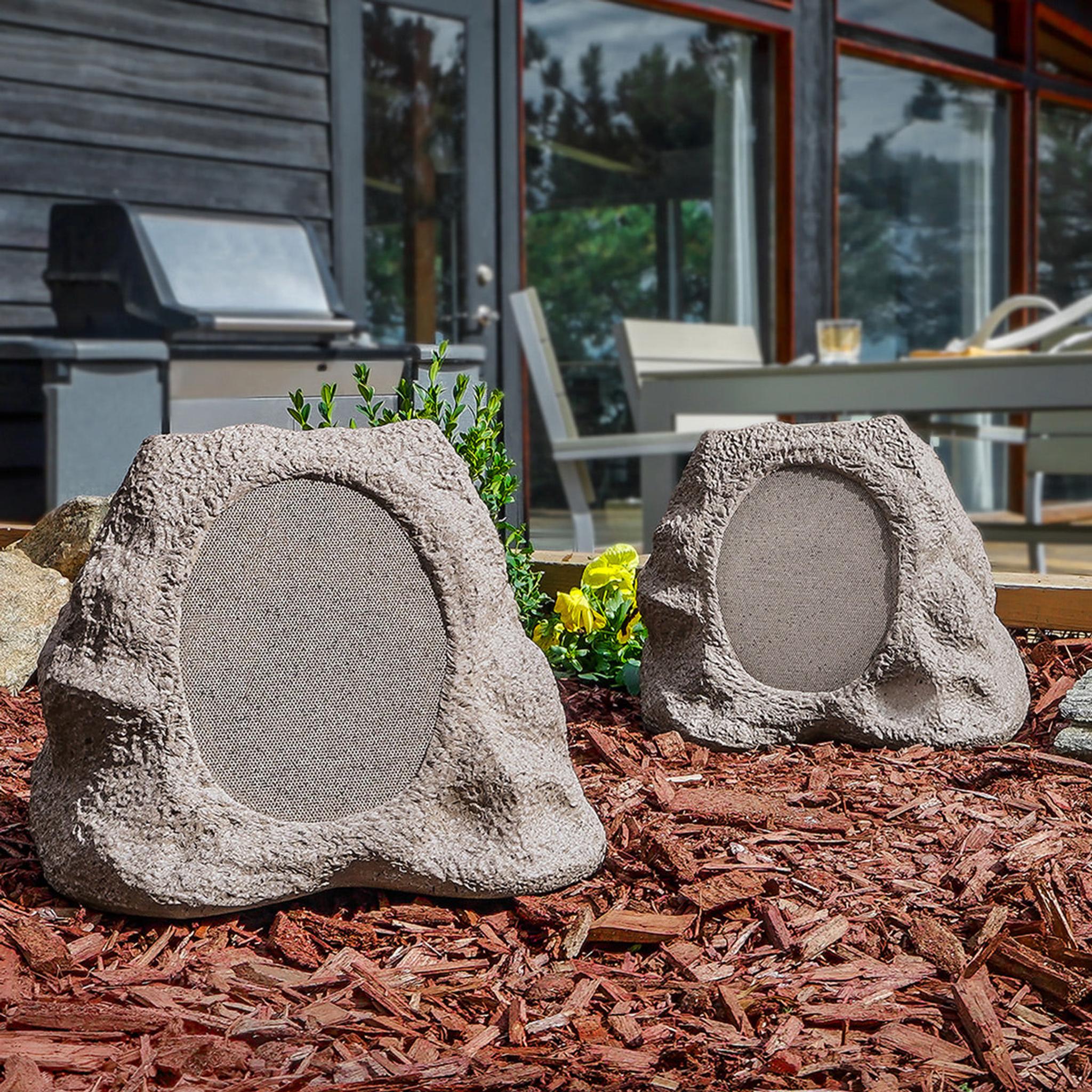 Victrola Rock Speaker Connect Bluetooth Outdoor Speaker with Solar Charging - 4 Pack (Stone) thumbnail 9