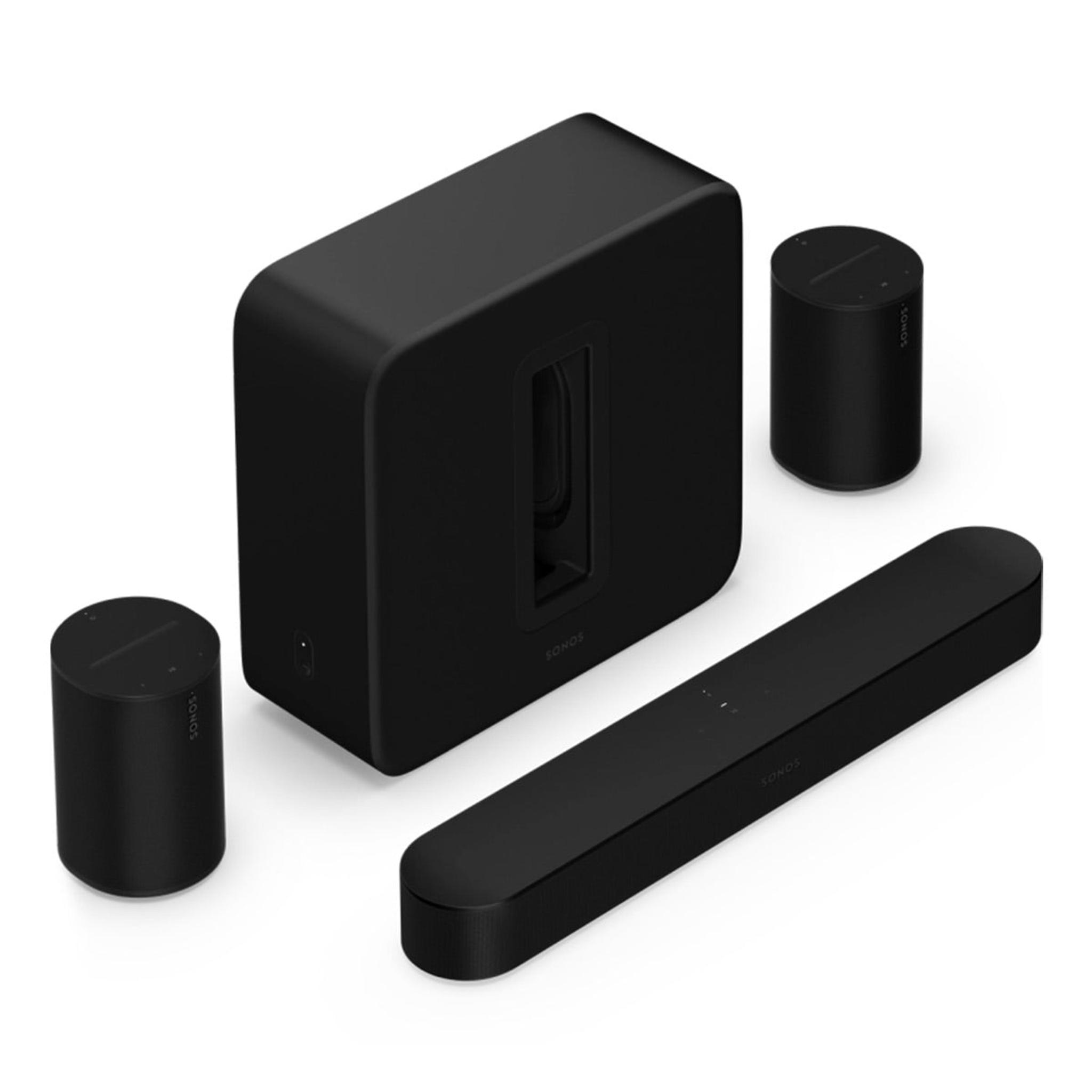 Sonos Premium Immersive Set with Beam Soundbar (Gen 2), Sub 4 Subwoofer, & Pair of Era 100 Wireless Speakers (Black) - Image 1