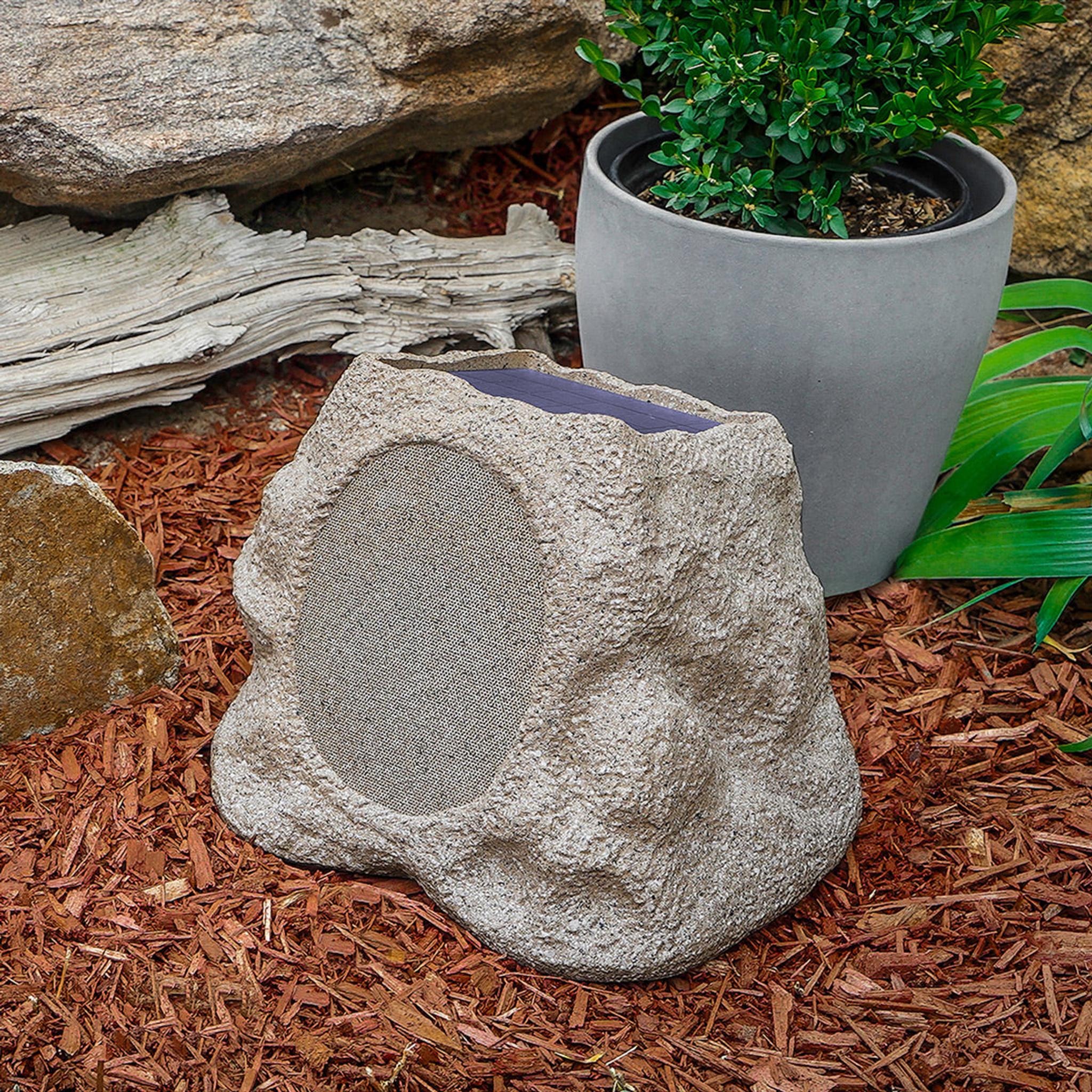 Victrola Rock Speaker Connect Bluetooth Outdoor Speaker with Solar Charging - 4 Pack (Stone) thumbnail 7
