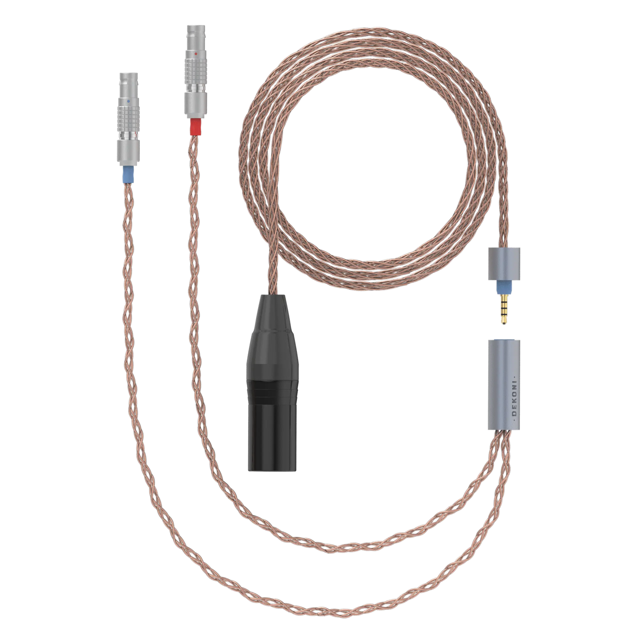 Dekoni Audio Ensemble 4-Pin XLR 52" PCUHD Cable with 2 Pin Utopia Lemo Headphone Connectors - Image 1