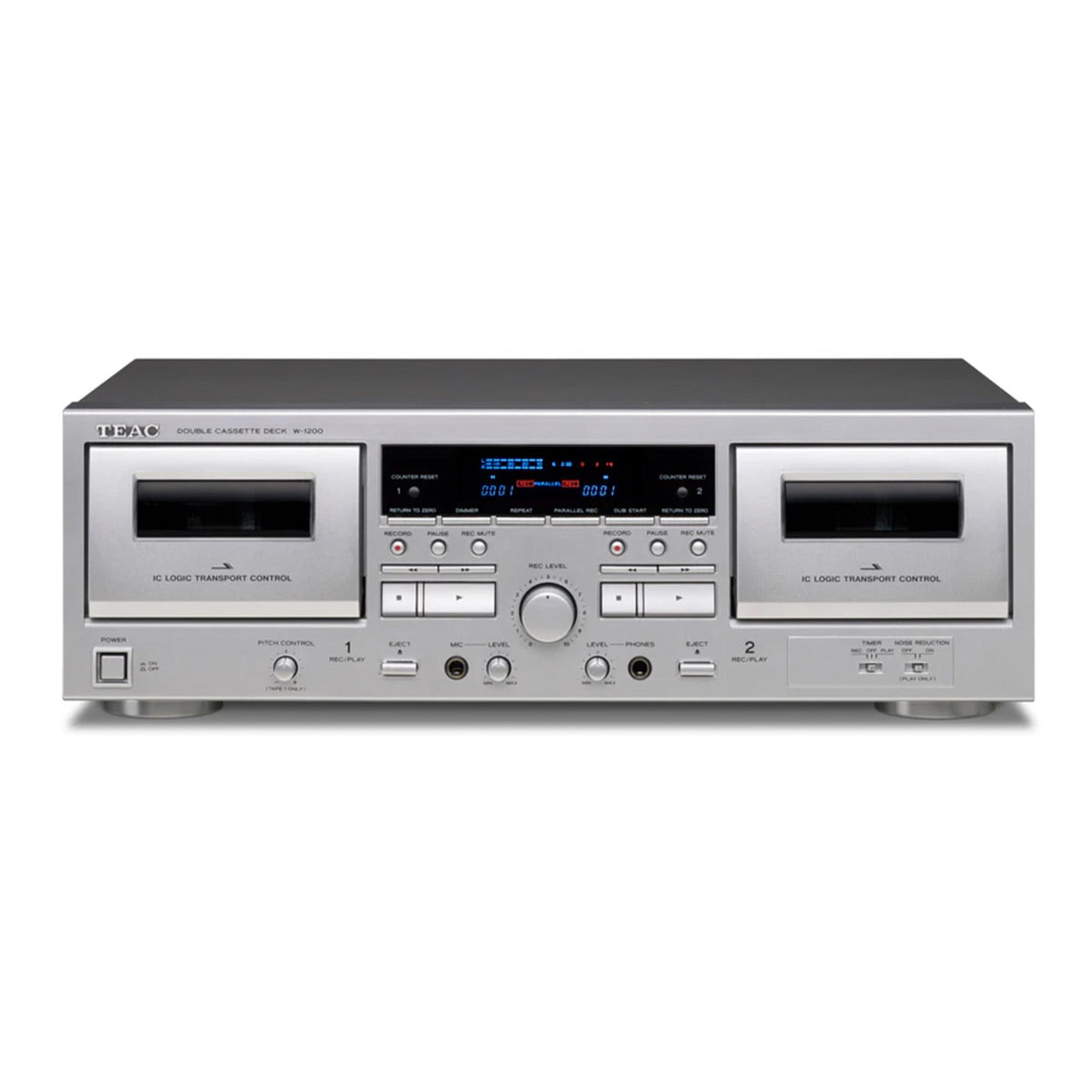 TEAC W-1200 Dual Cassette Player Recorder with Pitch Control Mic Input & USB Out (Silver) - Image 1