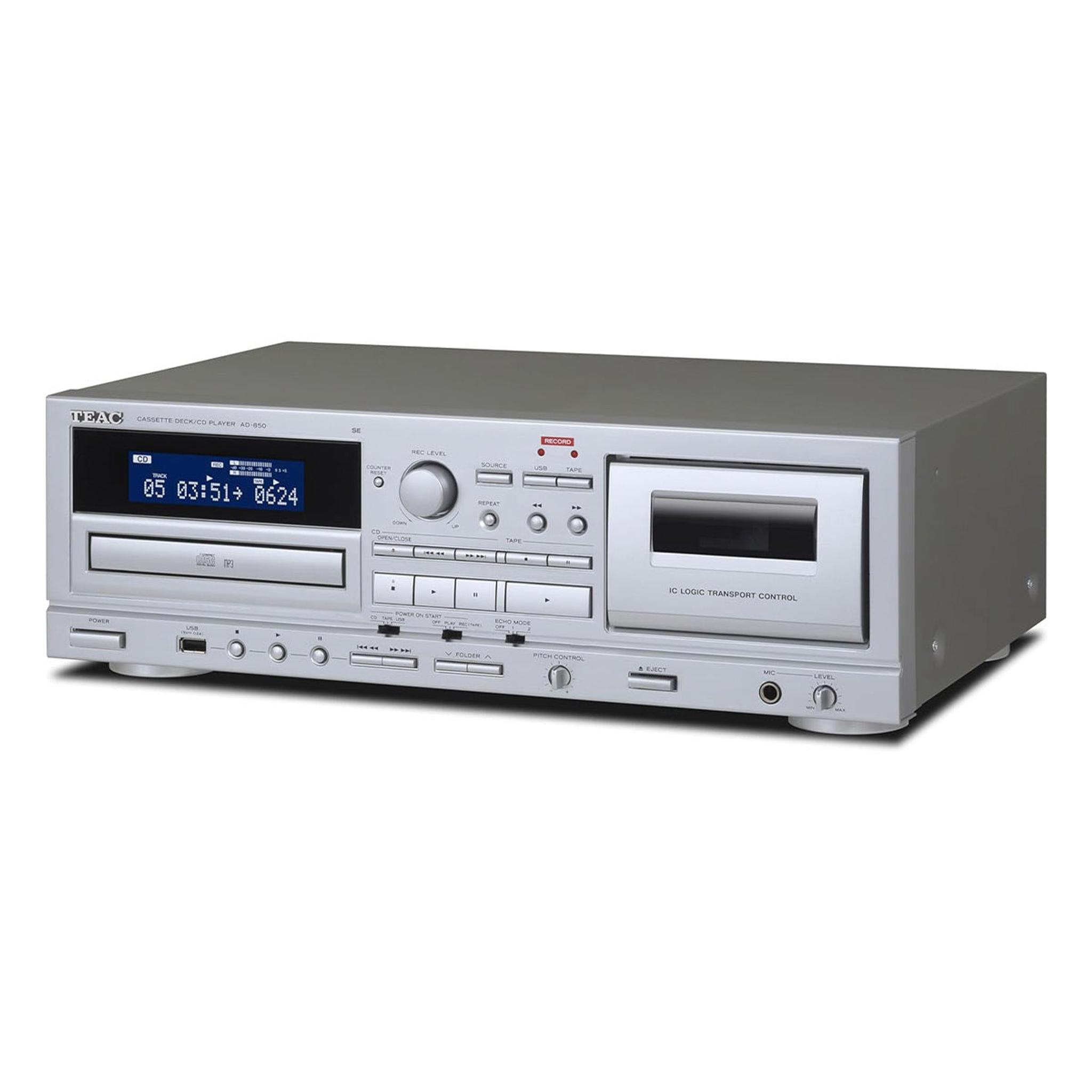TEAC W-1200 Dual Cassette Player Recorder with Pitch Control Mic Input & USB Out (Silver) thumbnail 4