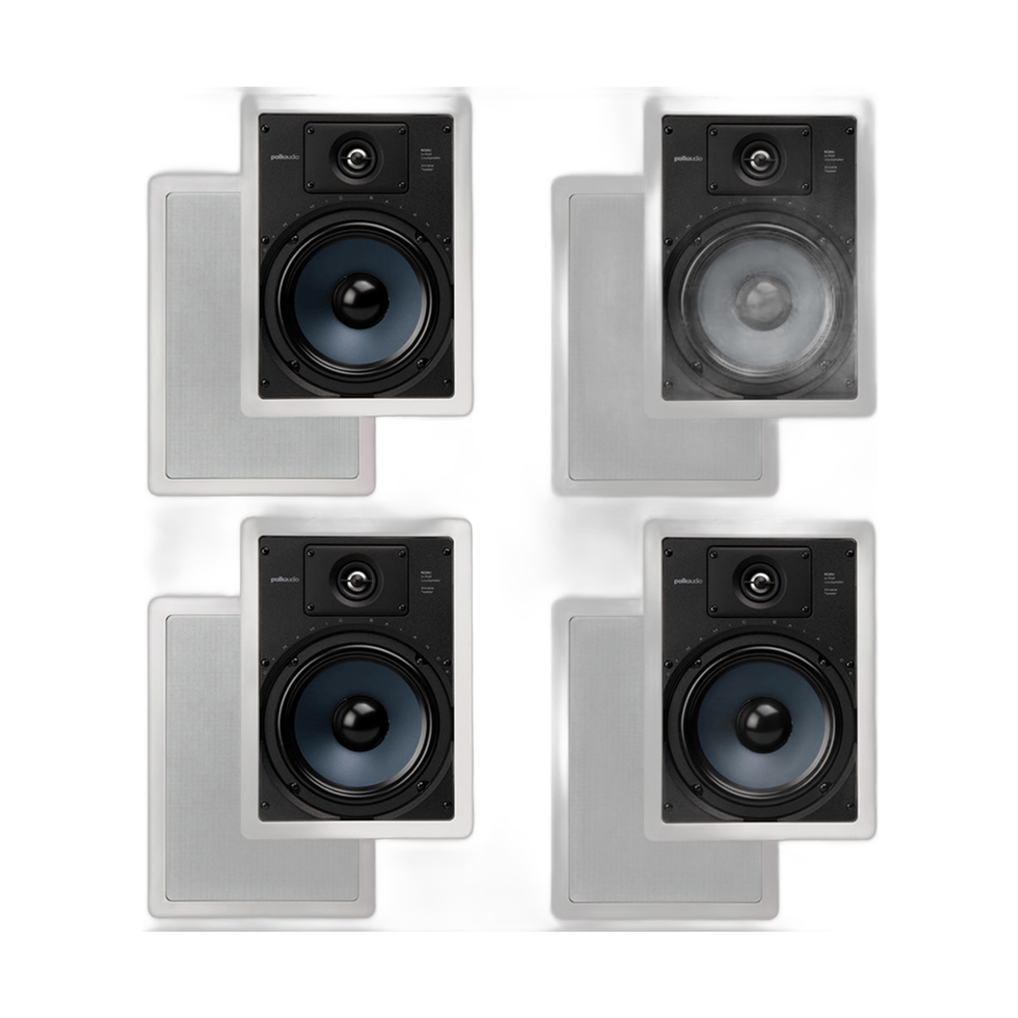 Polk Audio RC85i 2 Way In Wall Speakers - 4 Pack (White)