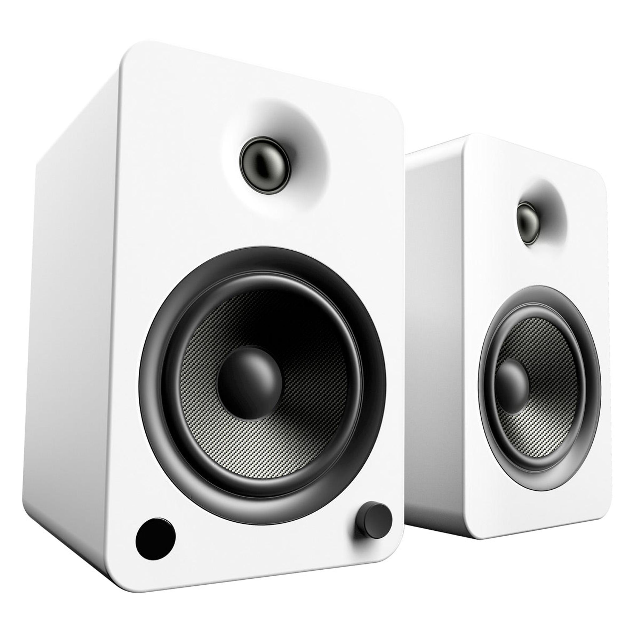 Kanto YU6 Powered Bookshelf Speakers (Matte White) with SE6 Elevated Desktop Speaker Stands (White) thumbnail 3