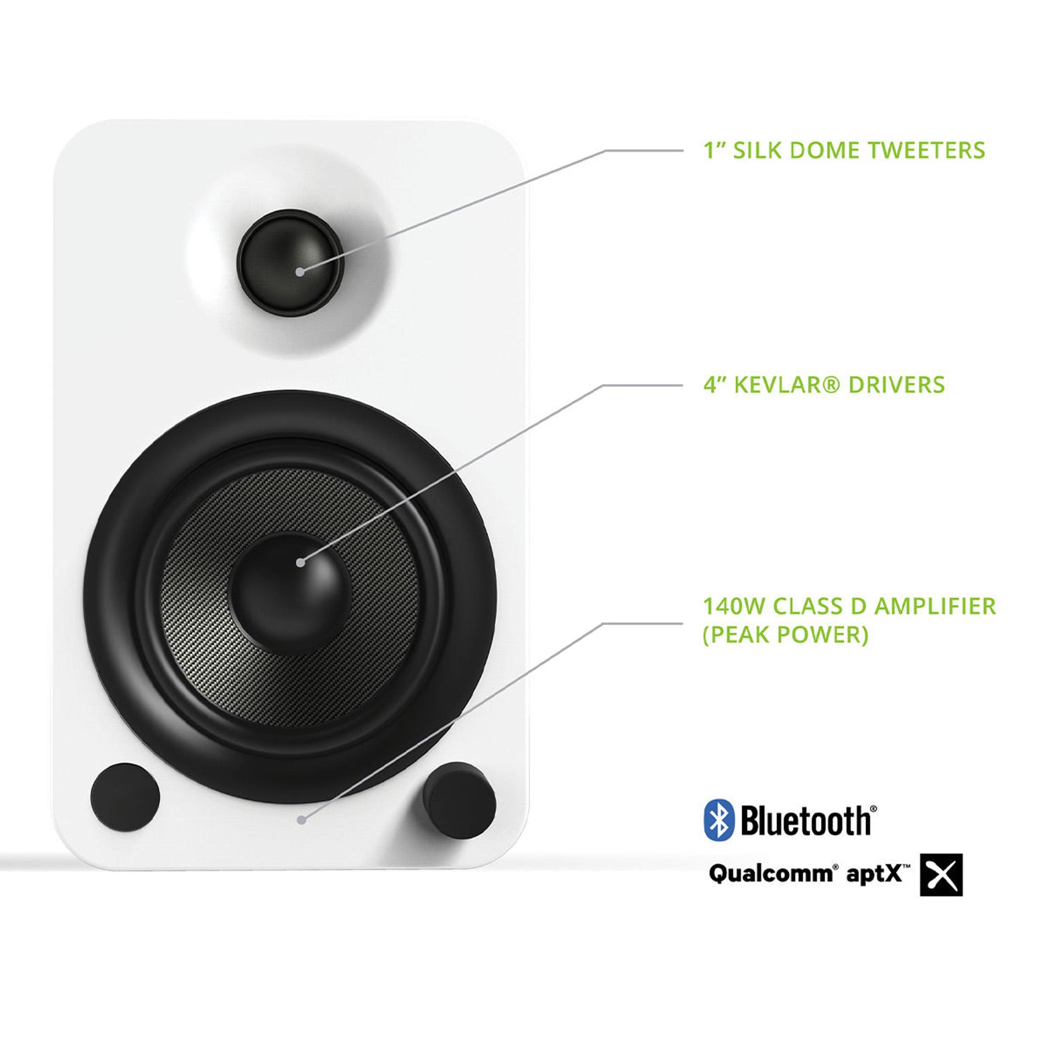 Kanto YU4 Powered Bookshelf Speakers with Built-In Bluetooth - Pair (Matte White) thumbnail 4
