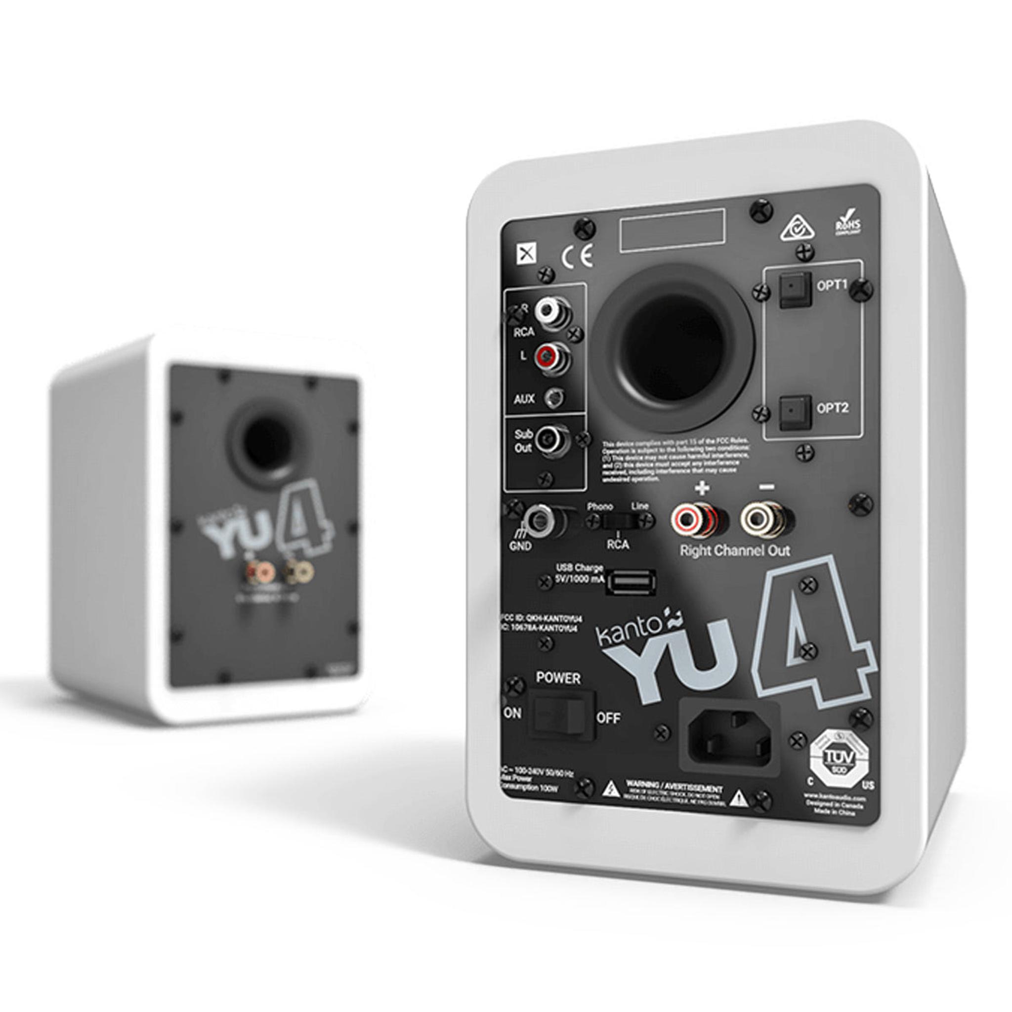 Kanto YU4 Powered Bookshelf Speakers with Built-In Bluetooth - Pair (Matte White) thumbnail 12