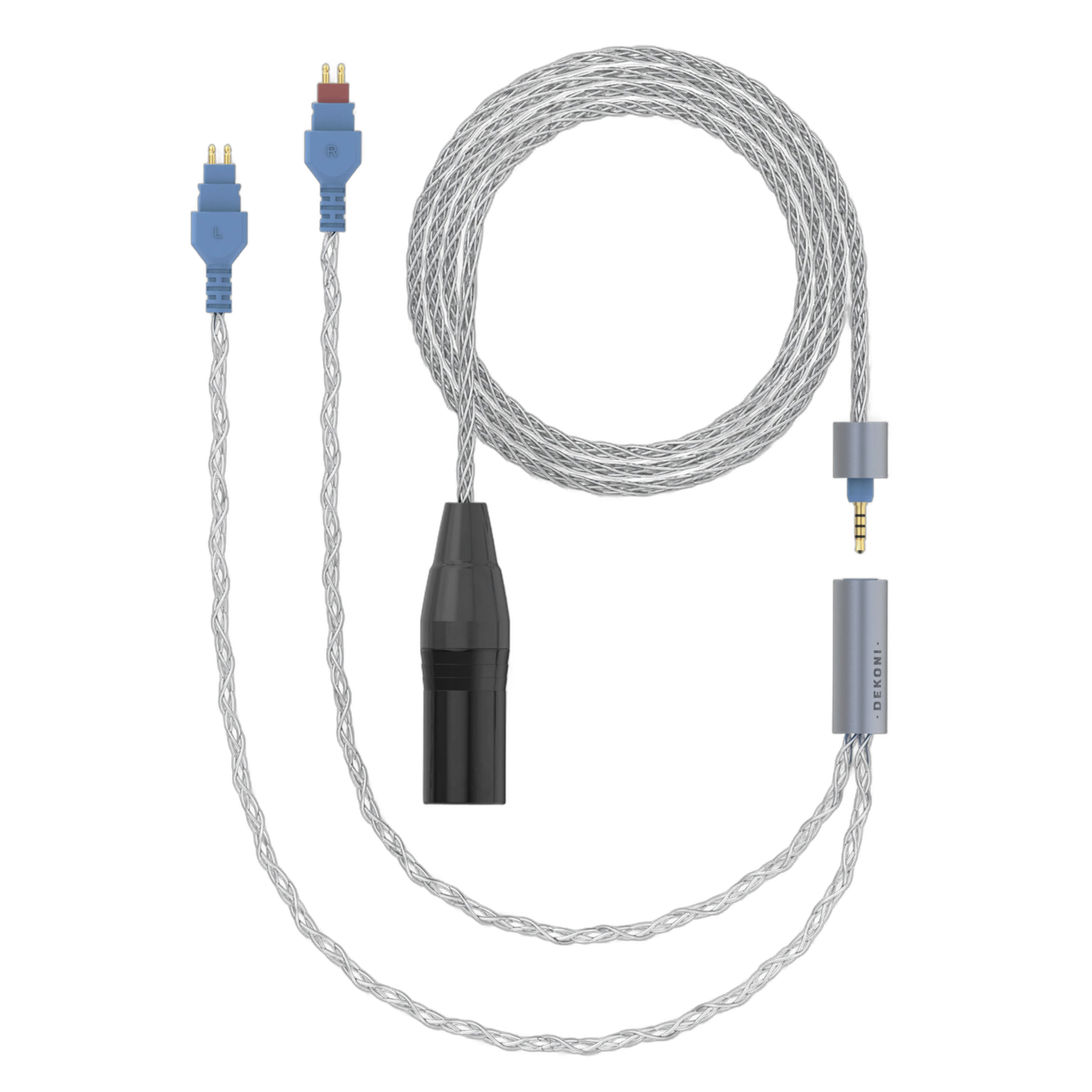 Dekoni Audio Ensemble 4-Pin XLR 64" Braided Cable Cable with HD600 Headphone Connectors - Image 1