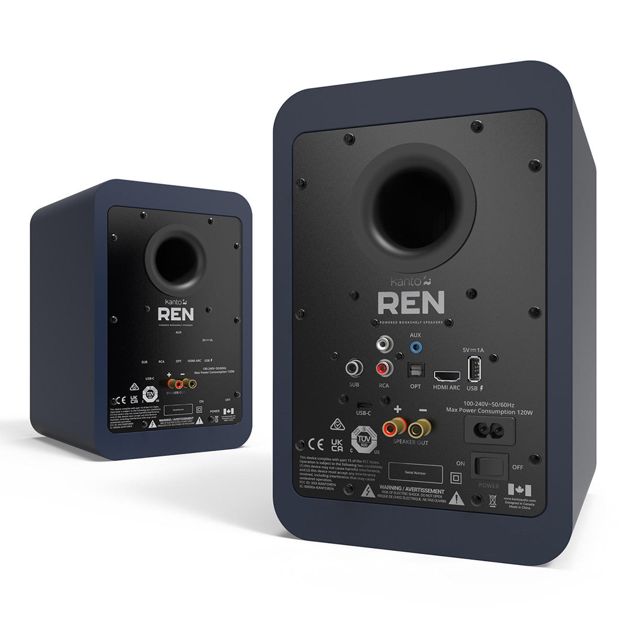 Kanto REN Powered Bluetooth Bookshelf Speakers - Pair (Matte Blue) thumbnail 4