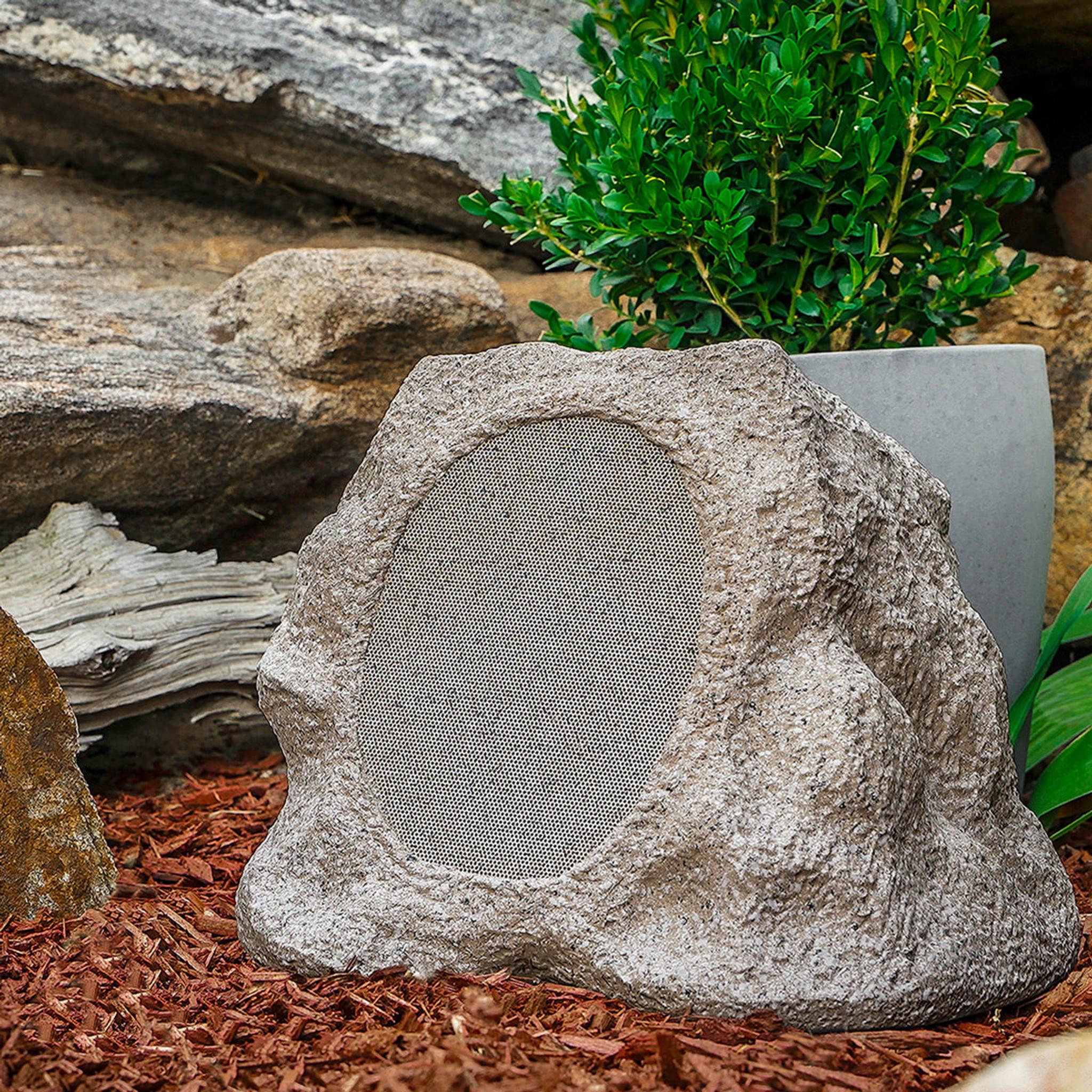 Victrola Rock Speaker Connect Bluetooth Outdoor Speaker with Solar Charging - 4 Pack (Stone) thumbnail 5