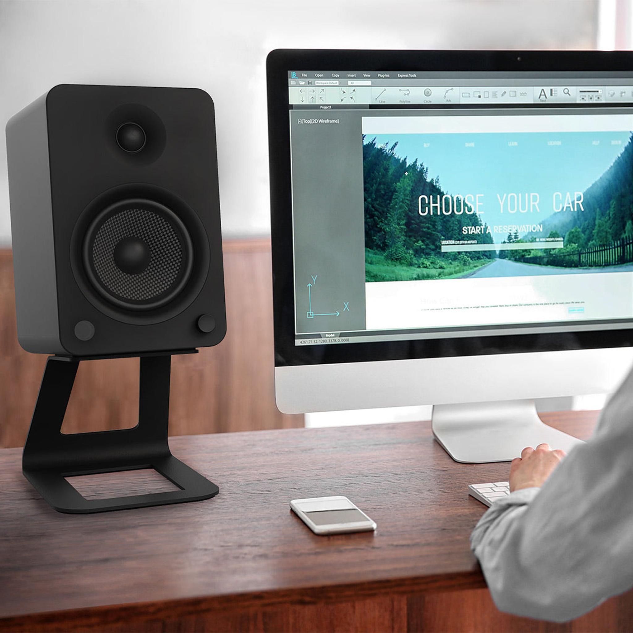 Kanto YU6 Powered Bookshelf Speakers with Built-In Bluetooth - Pair (Matte Black) thumbnail 3