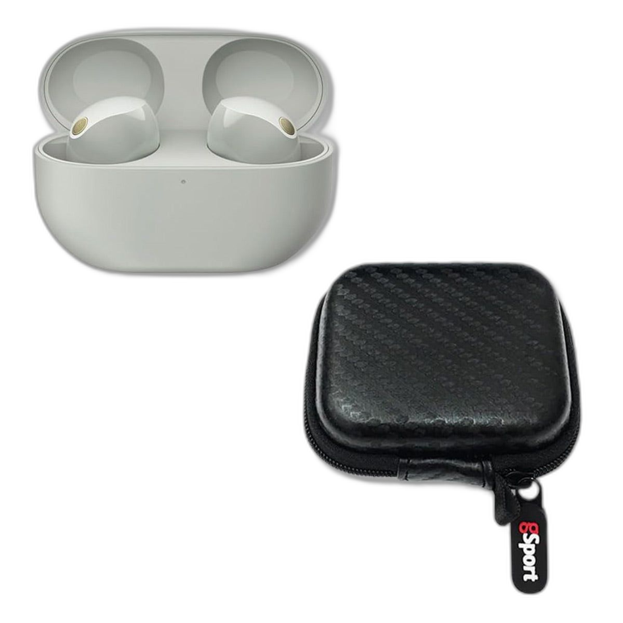 Sony WF-1000XM5 Wireless Noise Cancelling In-Ear Headphone Bundle with gSport Hardshell Case (Silver)