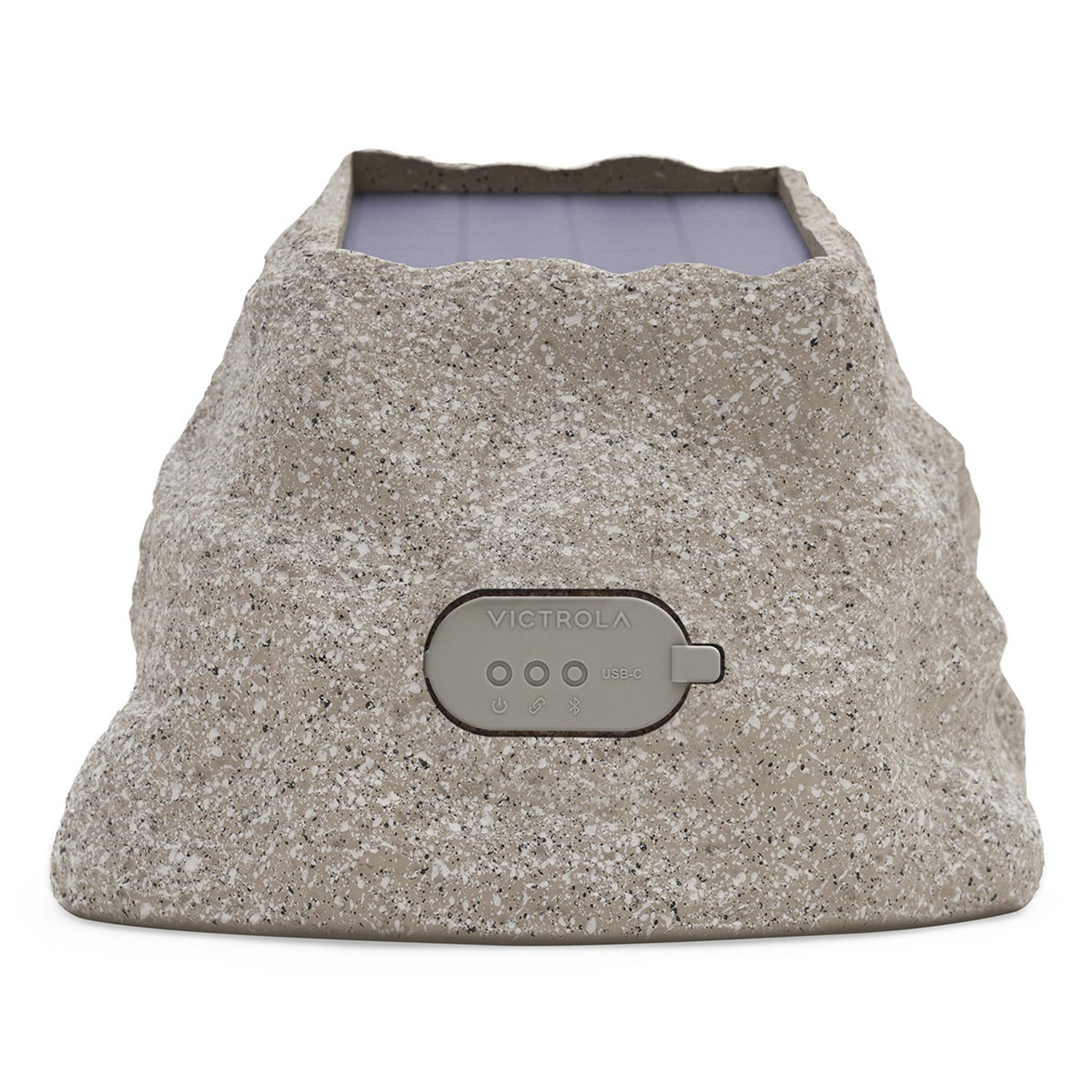 Victrola Rock Speaker Connect Bluetooth Outdoor Speaker with Solar Charging - 4 Pack (Stone) thumbnail 4