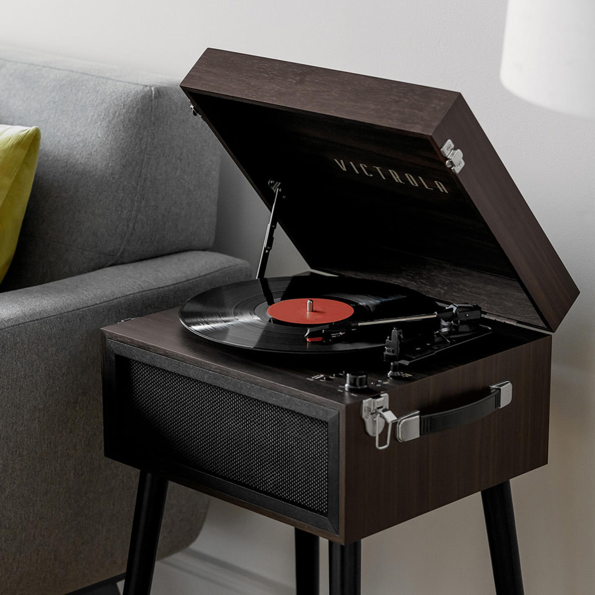 Victrola Liberty Bluetooth Record Player Stand with 3-Speed Turntable (Espresso) thumbnail 14