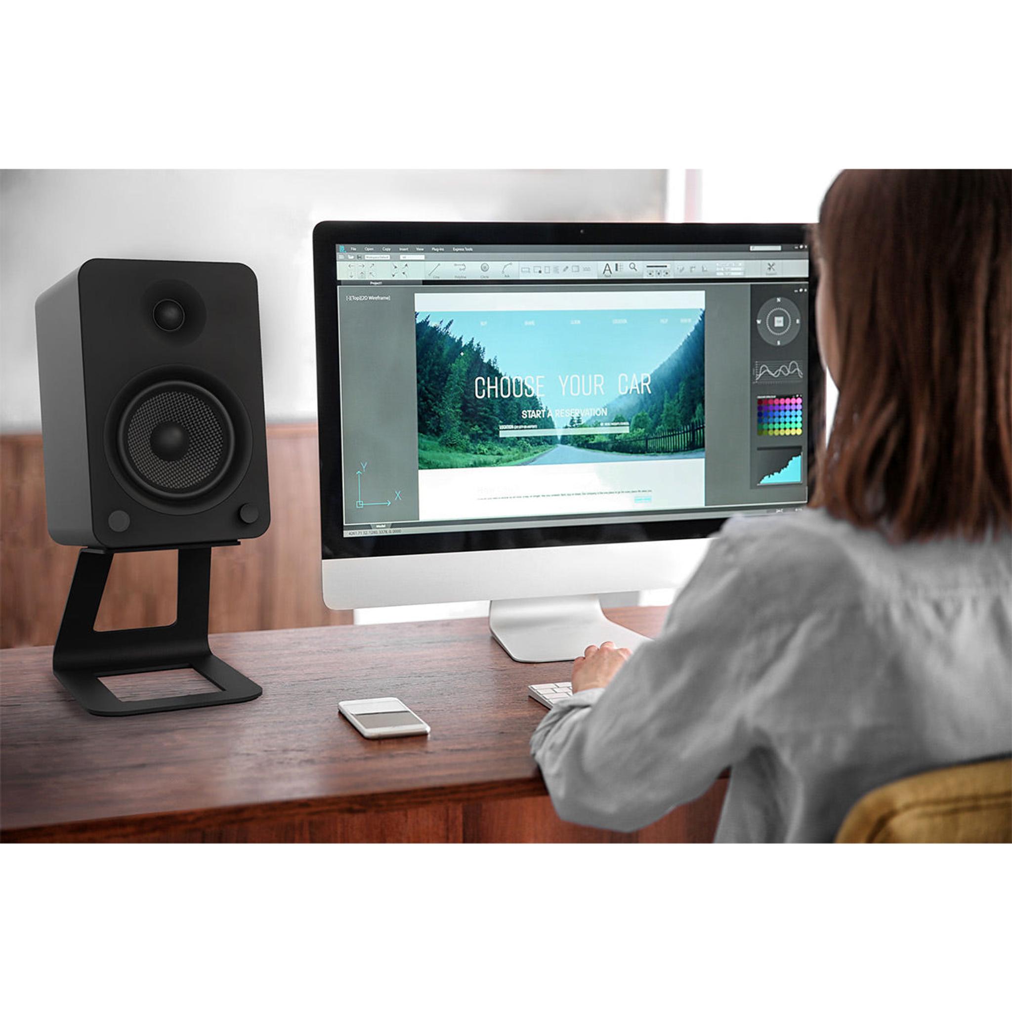Kanto TUK Premium Powered Speakers with SE6 Elevated Desktop Speaker Stands (Black) thumbnail 18