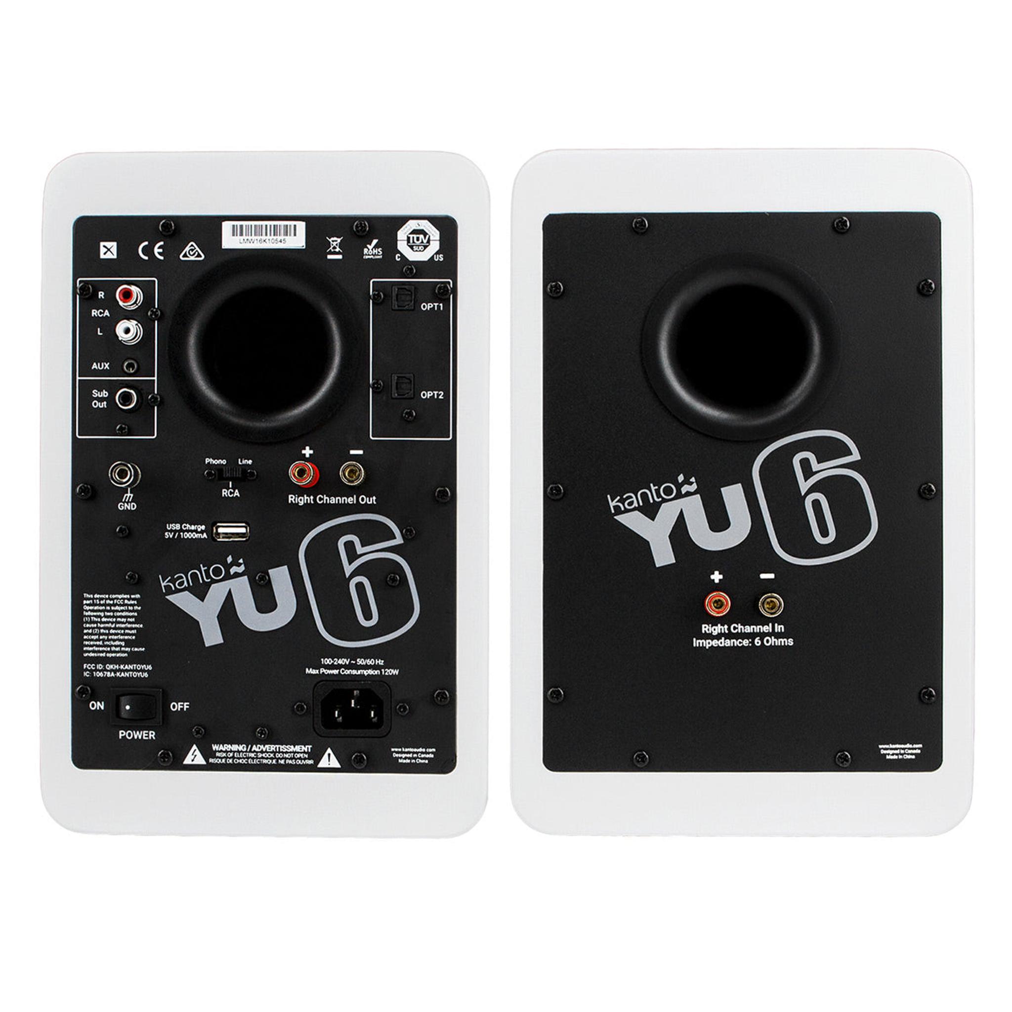 Kanto YU6 Powered Bookshelf Speakers (Matte White) with SE6 Elevated Desktop Speaker Stands (White) thumbnail 5