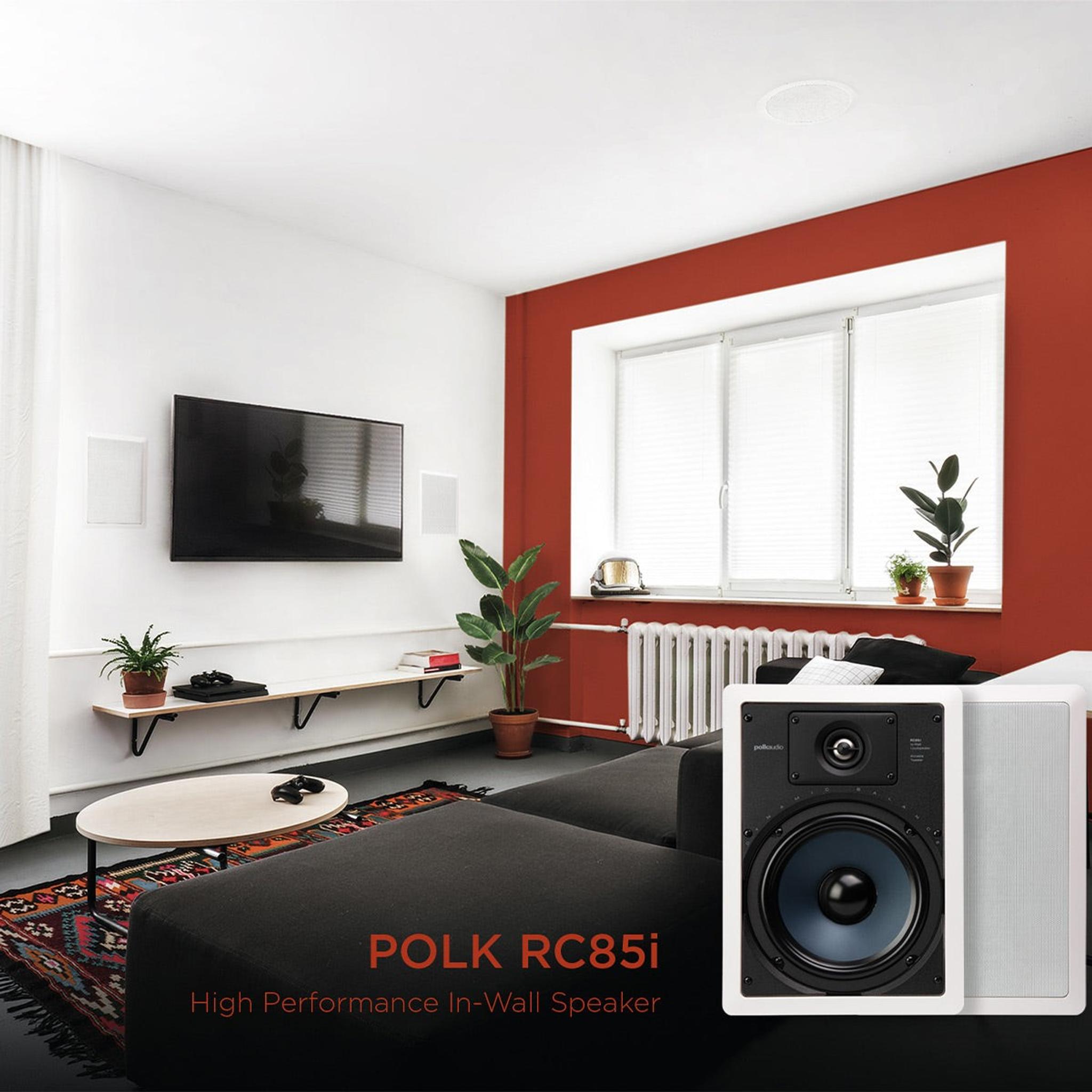 Polk Audio RC85i 2 Way In Wall Speakers - 4 Pack (White) thumbnail 3