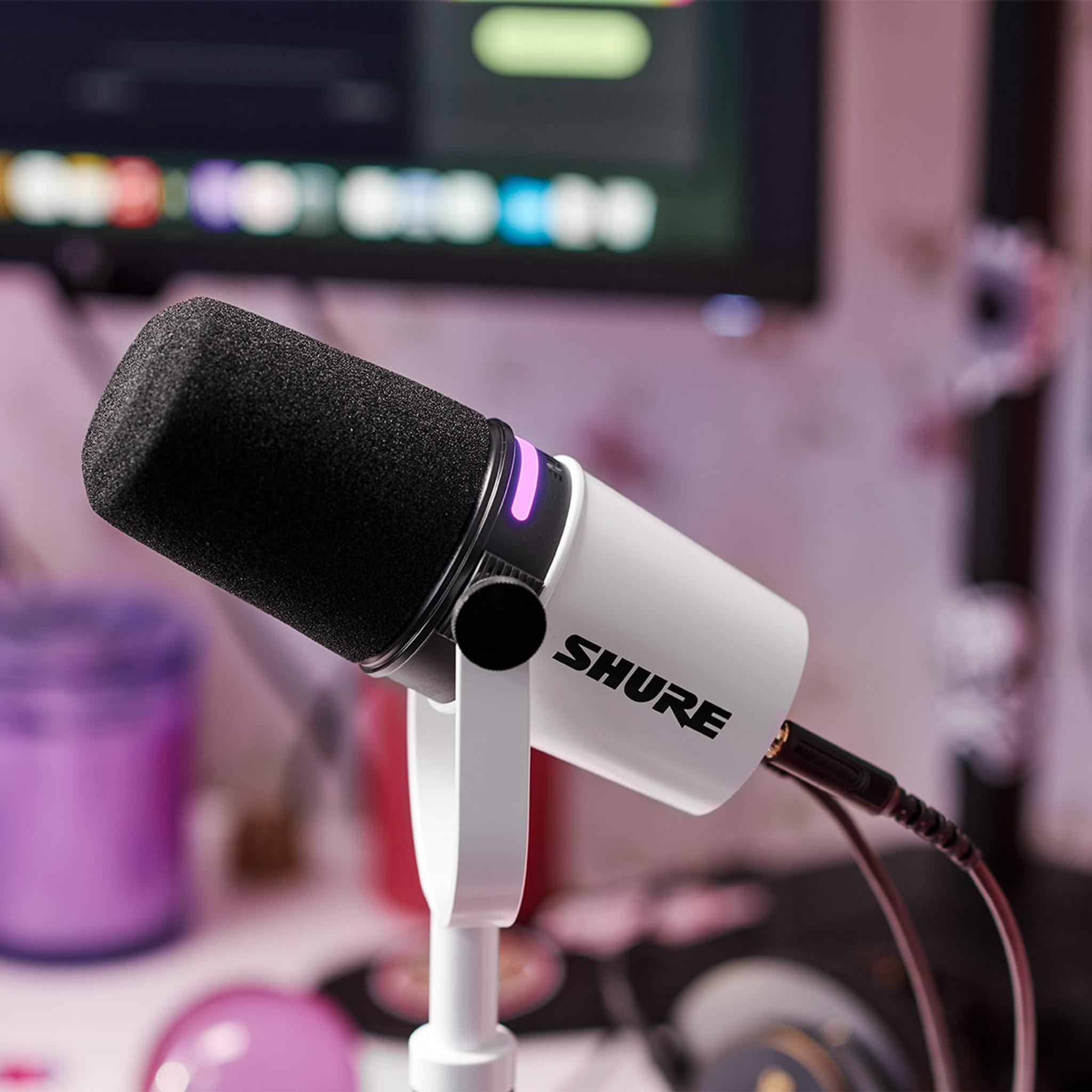 Shure MV7+ Hybrid Output USB-C & XLR Podcast Microphone (White) thumbnail 3