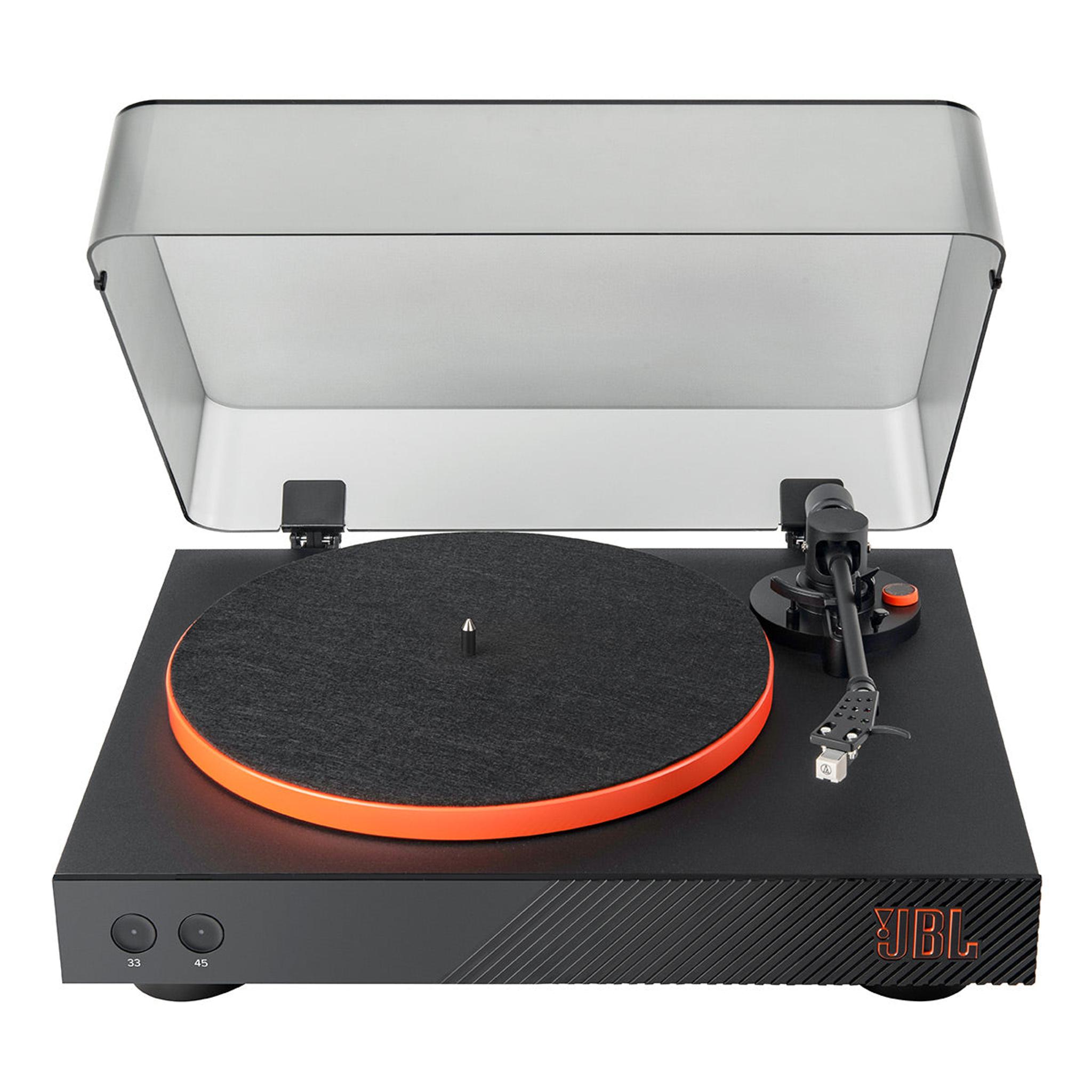 JBL Spinner BT Semi-Automatic Belt-Drive Turntable with Bluetooth 5.3 and Installed Audio Technica Cartridge (Black & Orange) - Image 1
