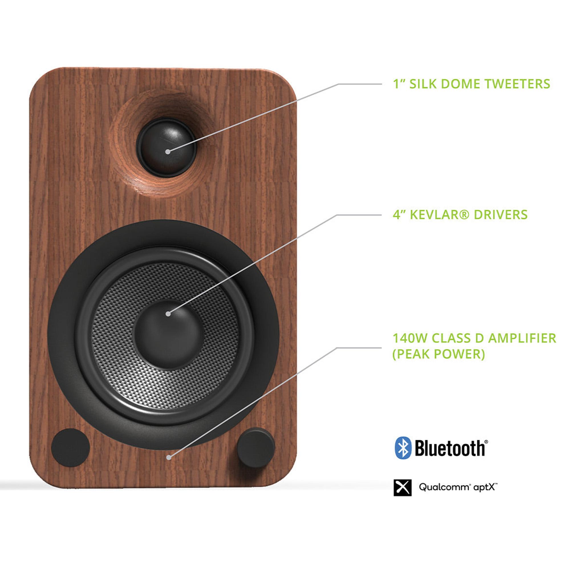 Kanto YU4 Powered Bookshelf Speakers with Built-In Bluetooth - Pair (Walnut) thumbnail 3