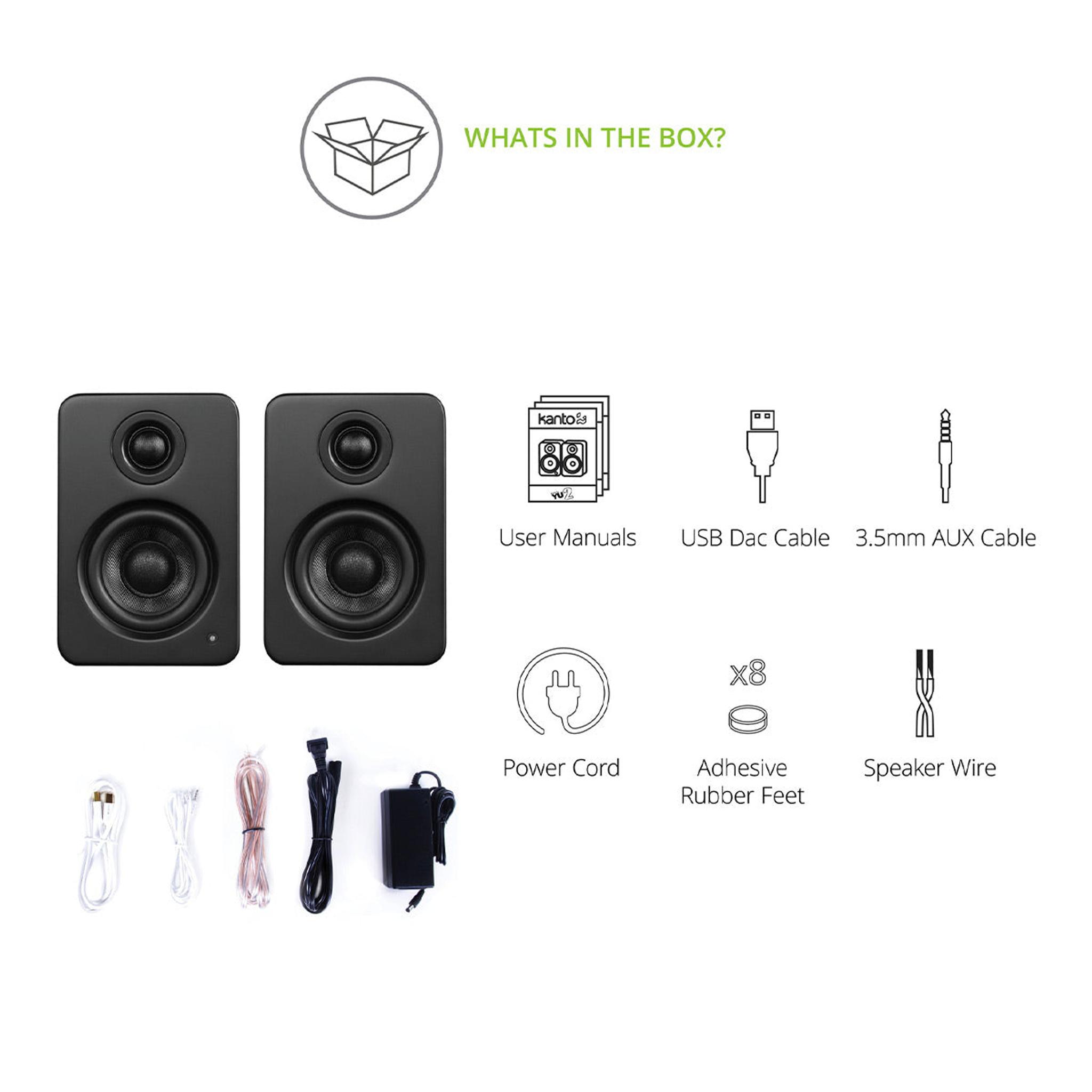 Kanto YU2 Powered Desktop Speakers and SE2 Speaker Stands for Small Speakers - Pair (Matte Black/Black) thumbnail 11