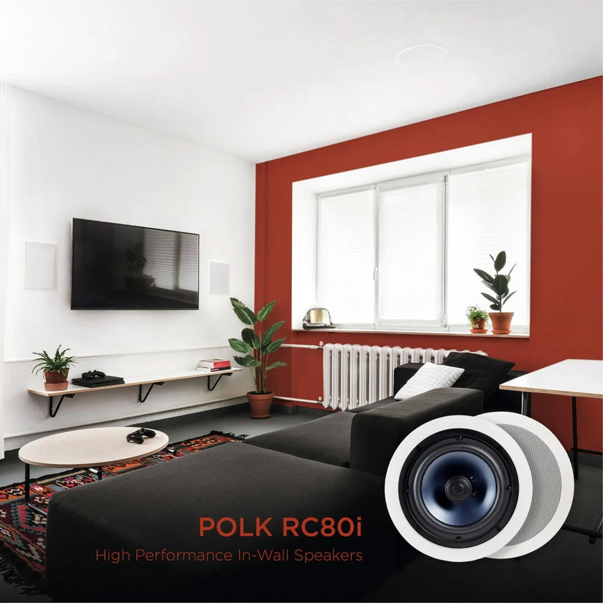 Polk Audio RC80I 2 Way In Ceiling Speakers - 4 Pack (White) thumbnail 3