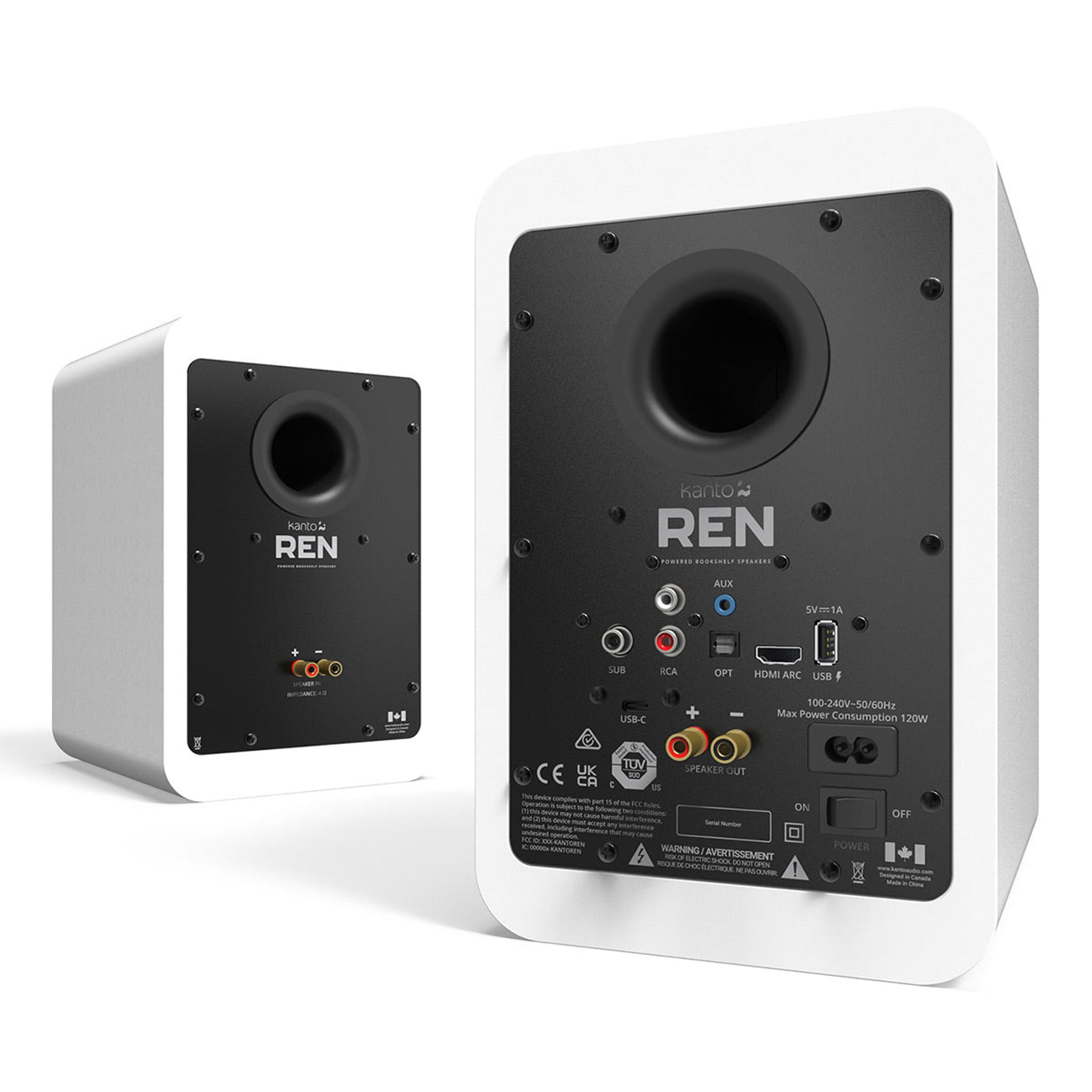 Kanto REN Powered Bluetooth Bookshelf Speakers - Pair (Matte White) thumbnail 4