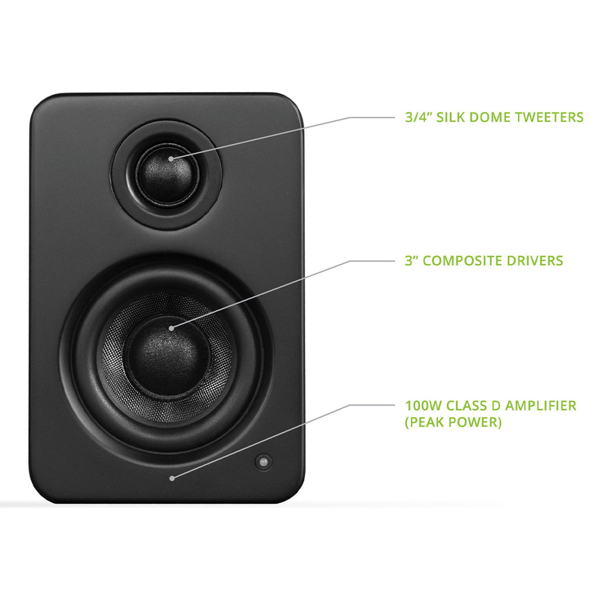 Kanto YU2 Powered Desktop Speakers and SE2 Speaker Stands for Small Speakers - Pair (Matte Black/Black) thumbnail 9