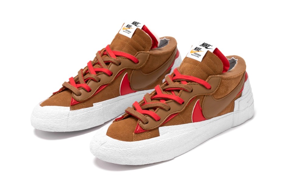 sacai blazer low british tan on feet