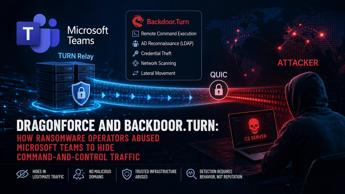 Hidden C2 in Microsoft Teams: how DragonForce abused TURN relays to stay invisible for two months