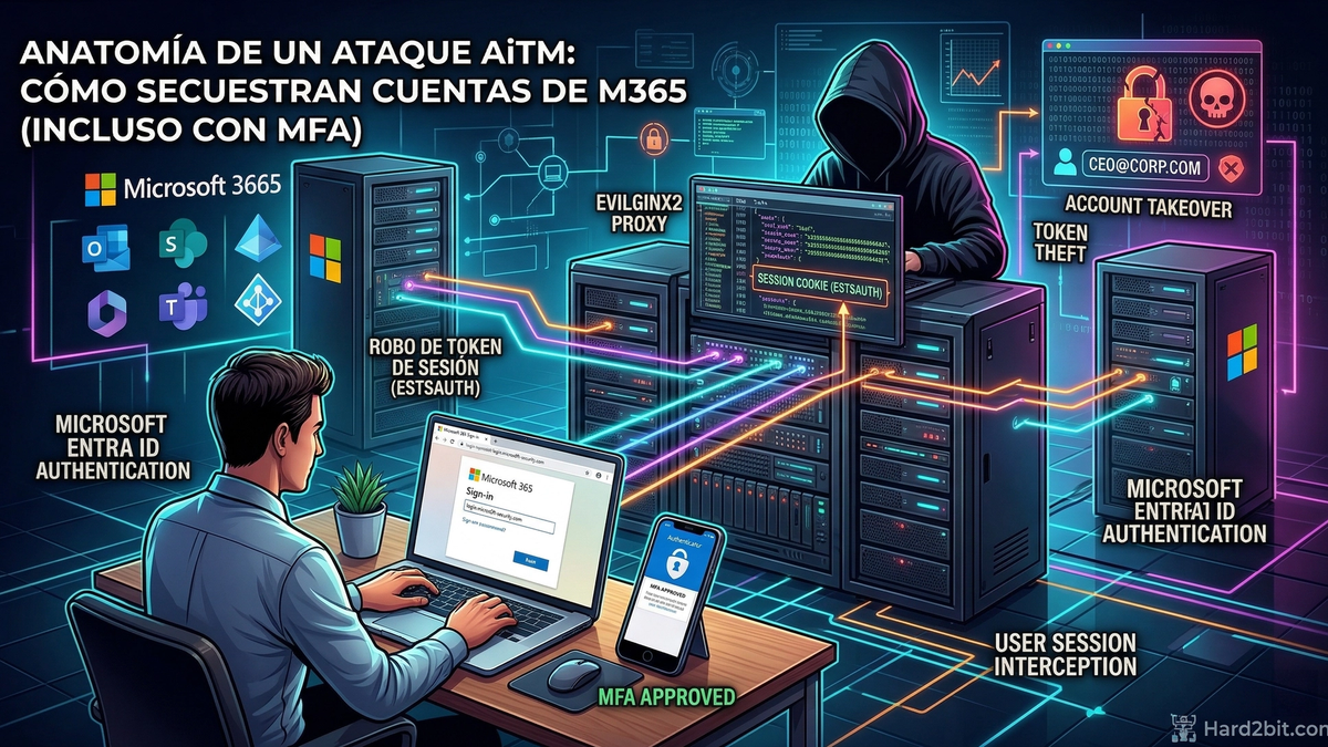 Secuestro de Cuentas en Microsoft 365: Cómo los Atacantes Evaden el MFA mediante AiTM y Robo de Tokens