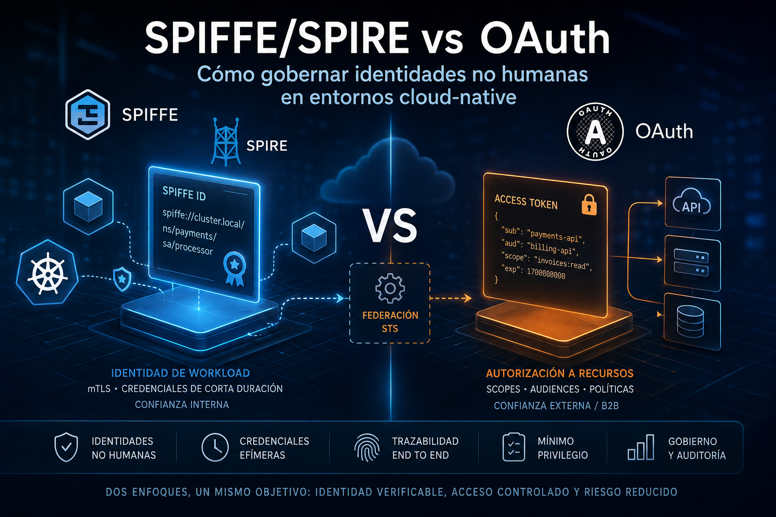 SPIFFE/SPIRE vs OAuth en cloud-native: cómo gobernar identidades no humanas