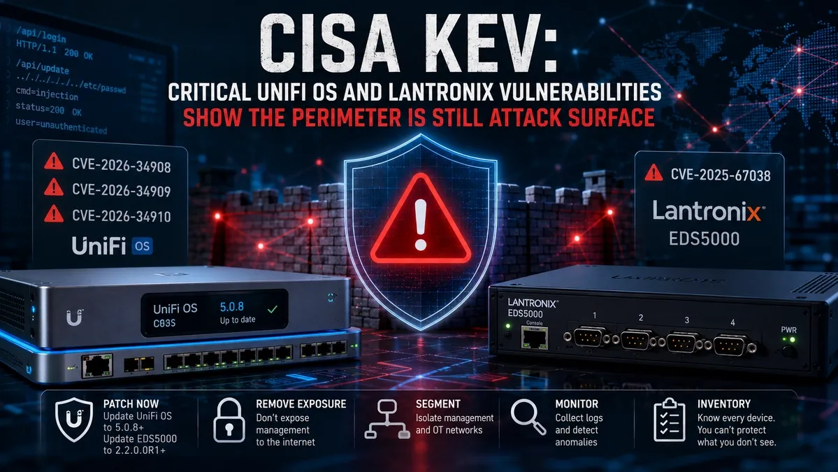 UniFi OS and Lantronix EDS5000 on CISA's KEV list: when managing the network is the way in
