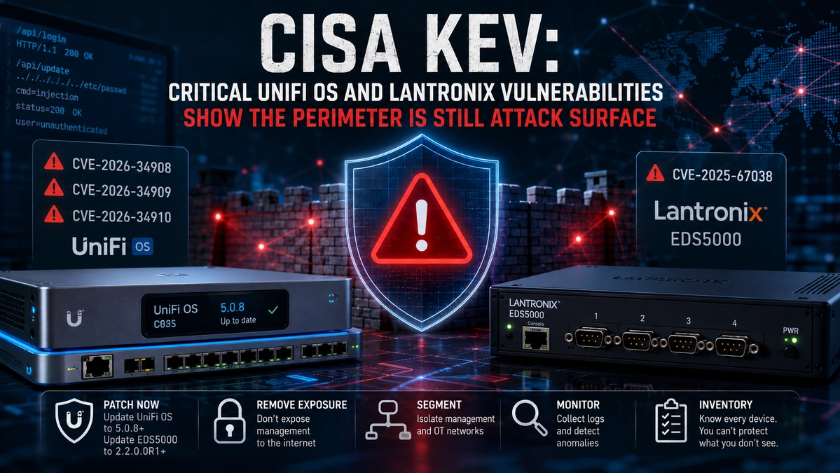 UniFi OS and Lantronix EDS5000 on CISA's KEV list: when managing the network is the way in