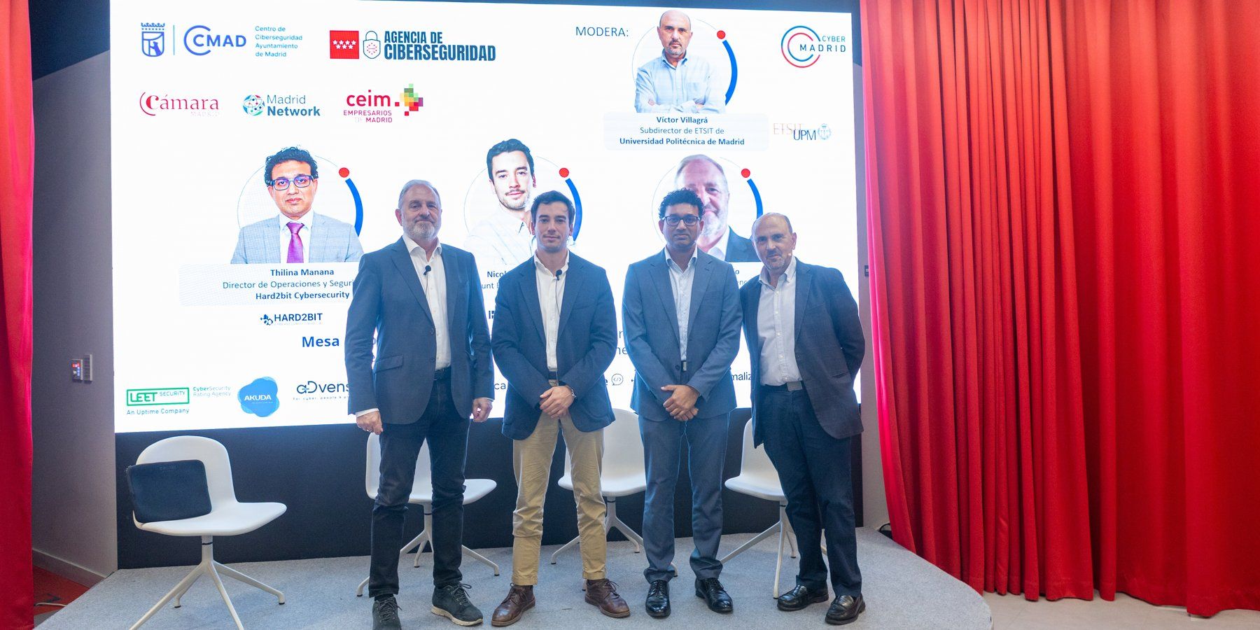 Round table speakers on stage at CyberMadrid's second SME Cybersecurity Congress