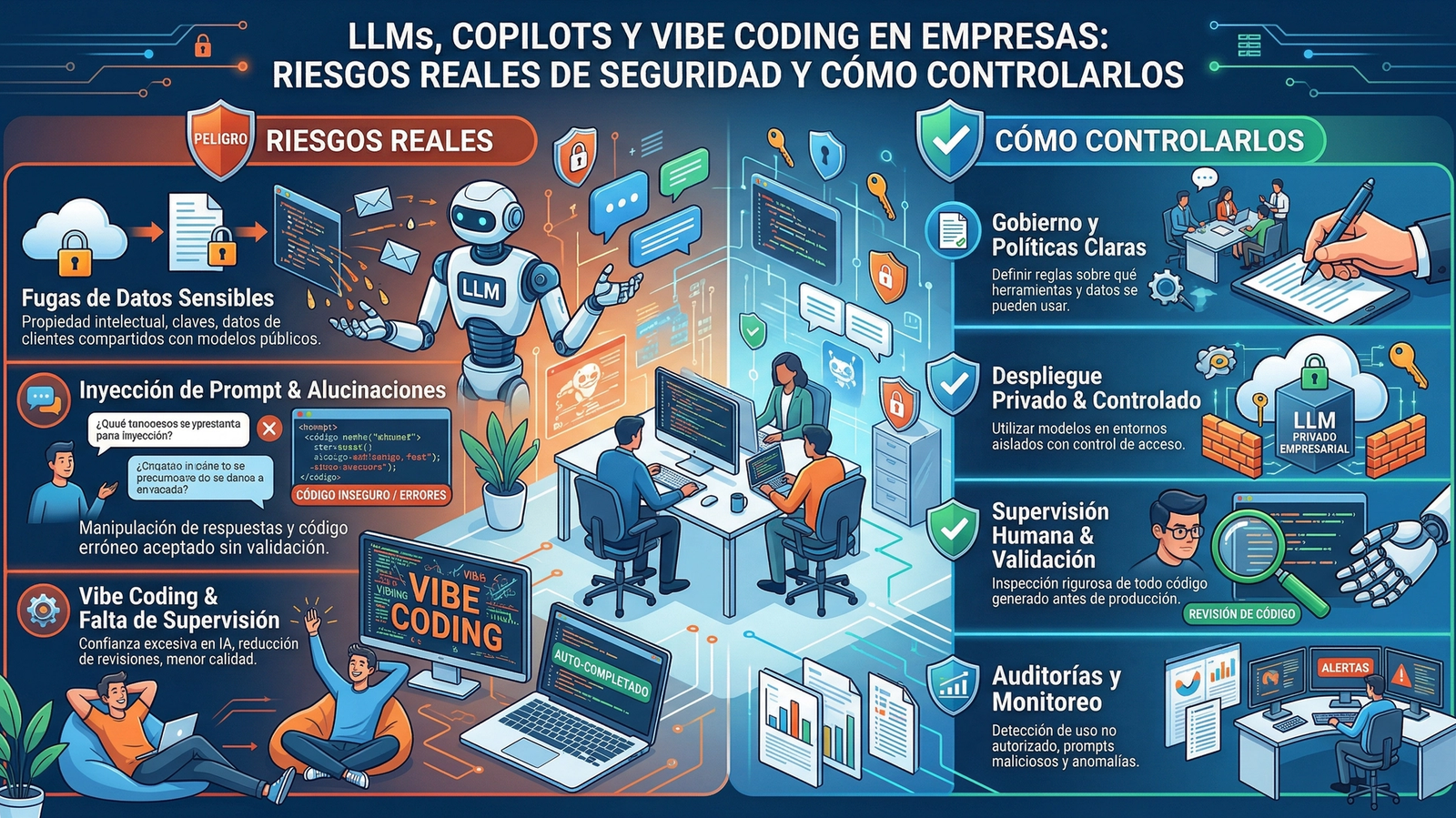 LLMs, copilots y vibe coding en empresas: riesgos reales de seguridad