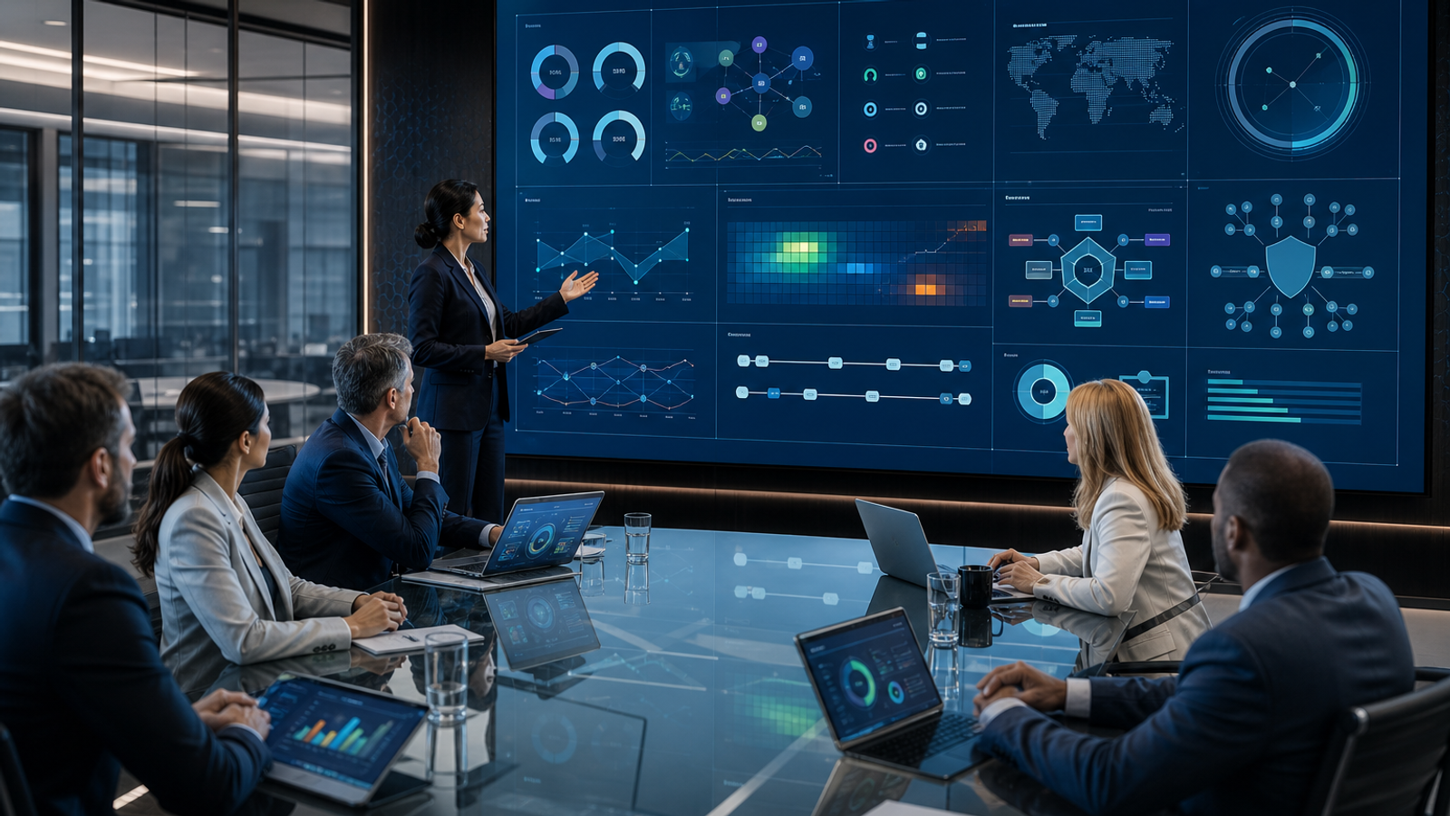 Cuadro de mando ejecutivo con KPI de ciberresiliencia para comité de dirección