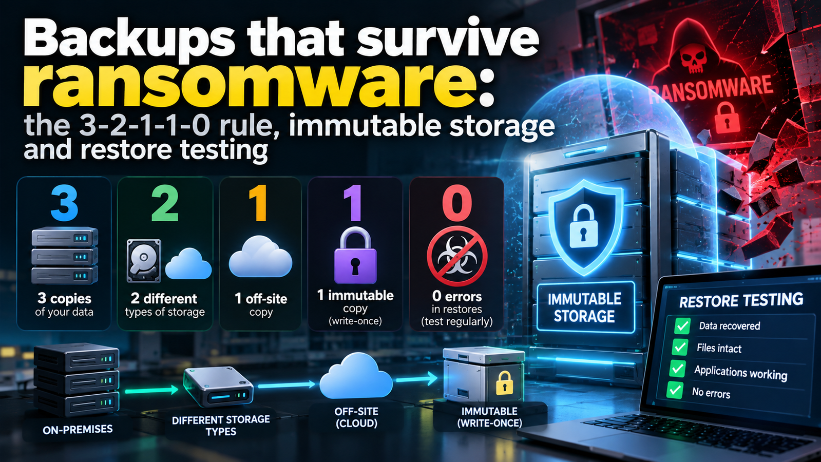 Copias de seguridad contra ransomware: regla 3-2-1-1-0