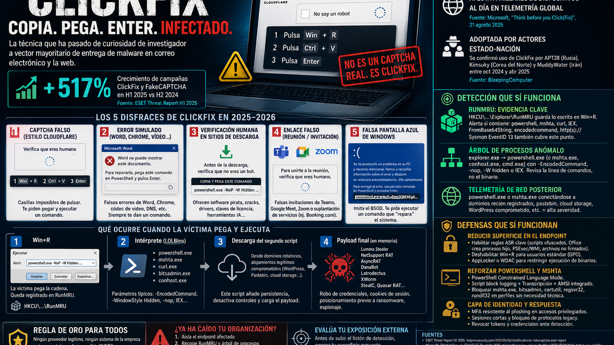 ClickFix y los CAPTCHA falsos: cómo defender a tu organización de la trampa del "pega y ejecuta"