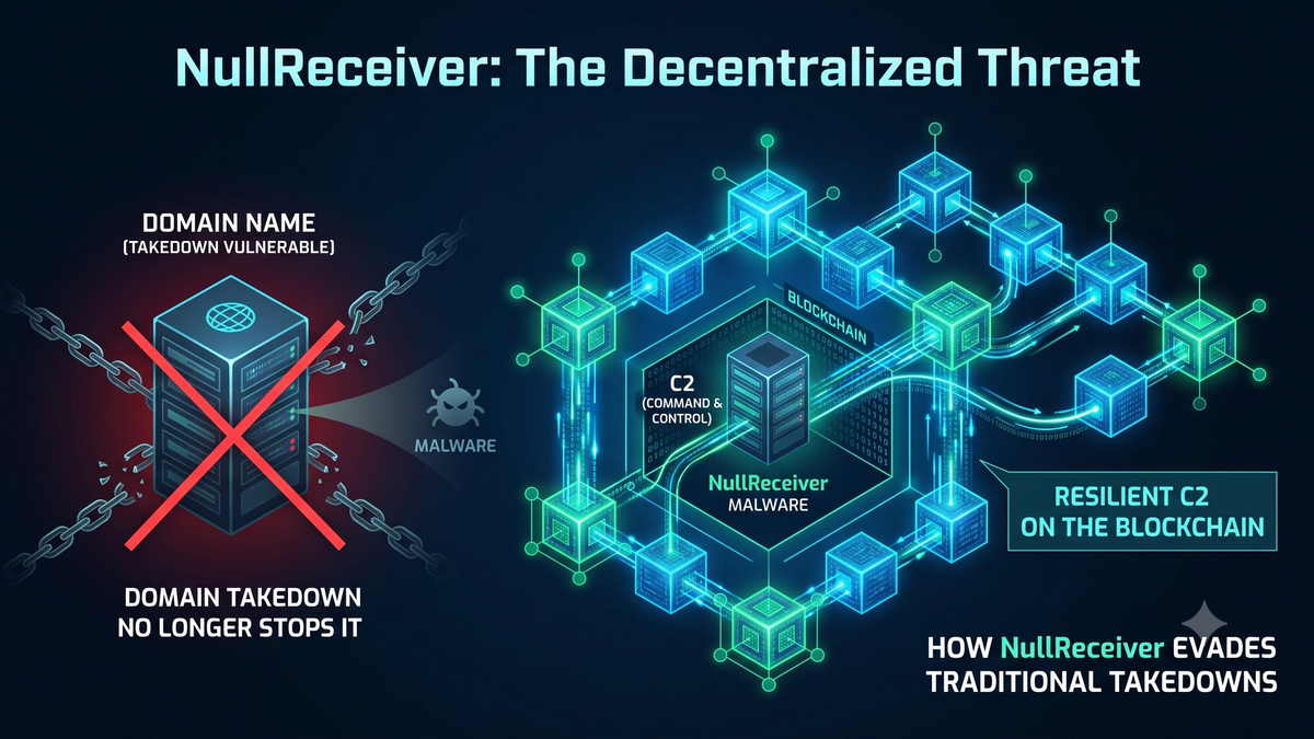 NullReceiver esconde el C2 en la blockchain: por qué retirar dominios ya no frena al malware